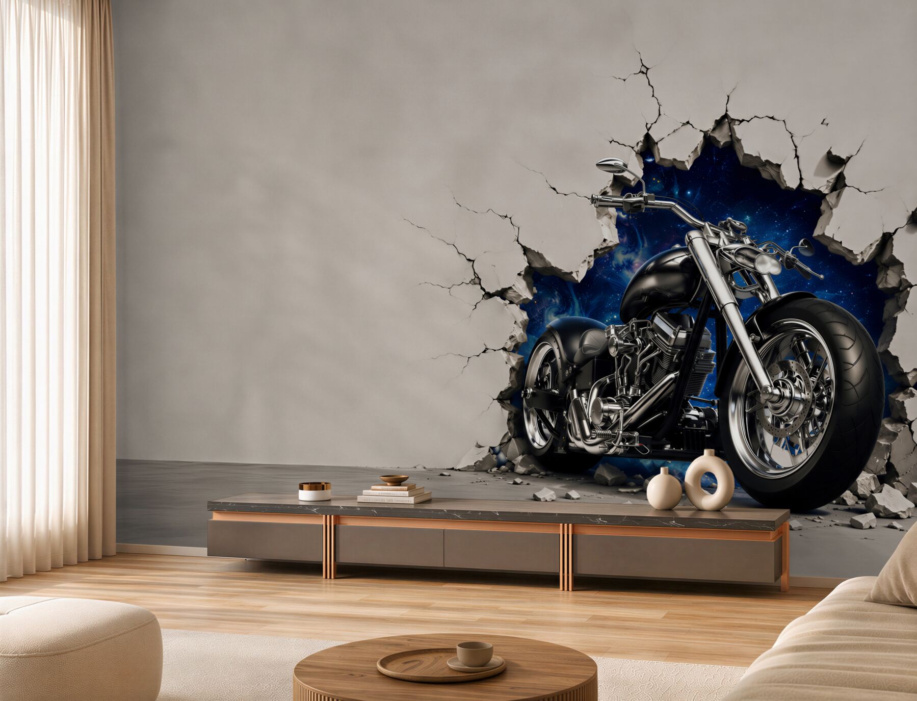 Fototapeta czarny motocykl namalowany na ścianie?v2345