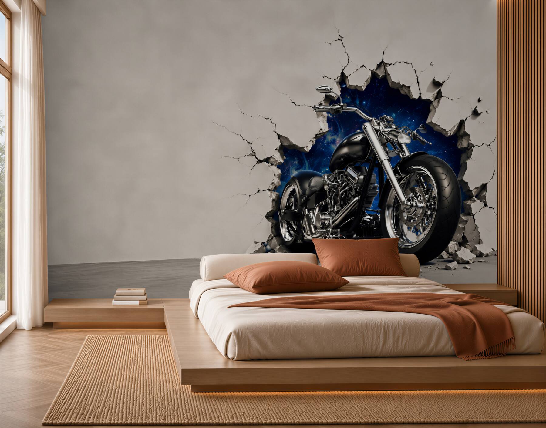 Fototapeta czarny motocykl namalowany na ścianie?v2345