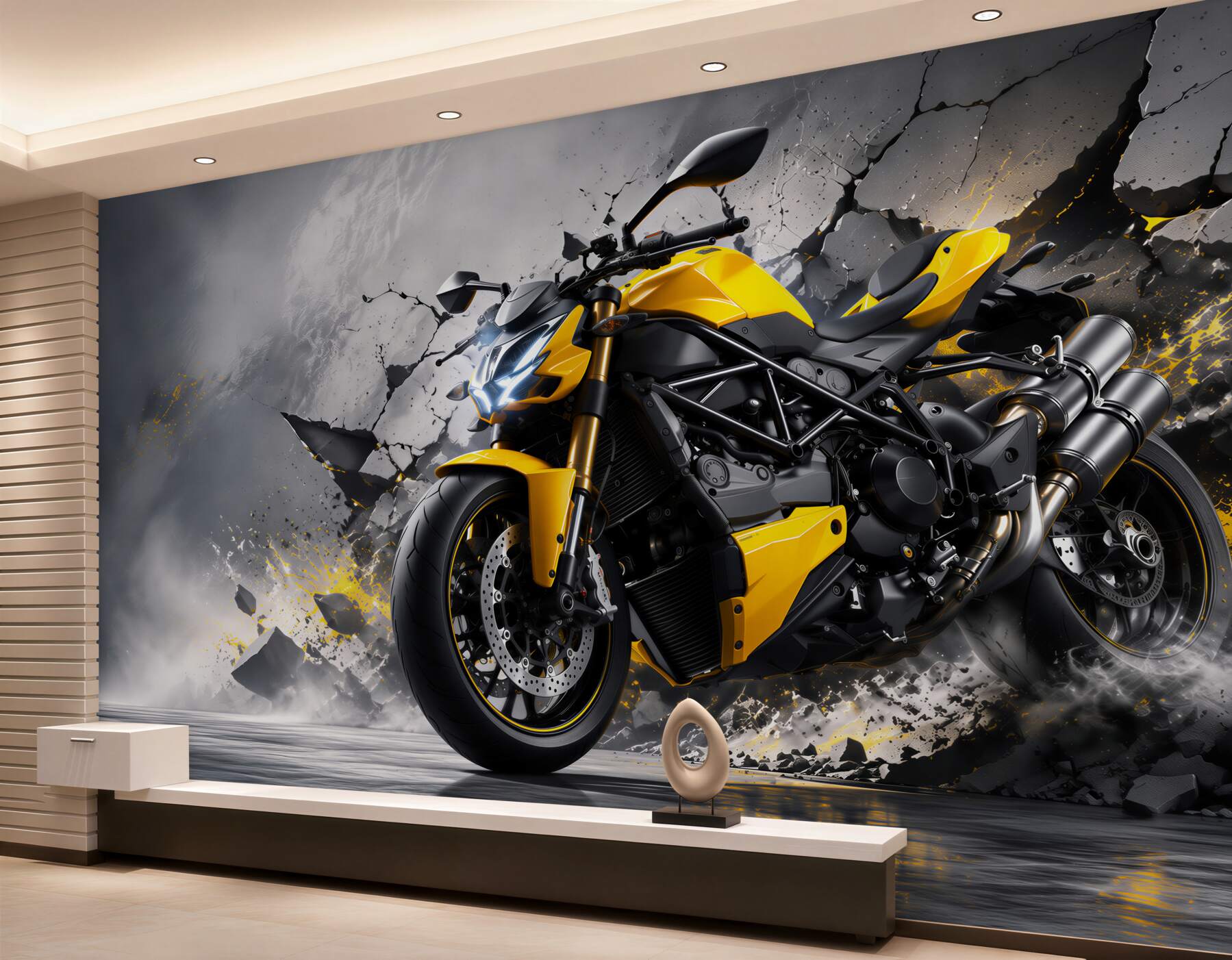 Fototapeta graffiti z żółtym motocyklem?v2345