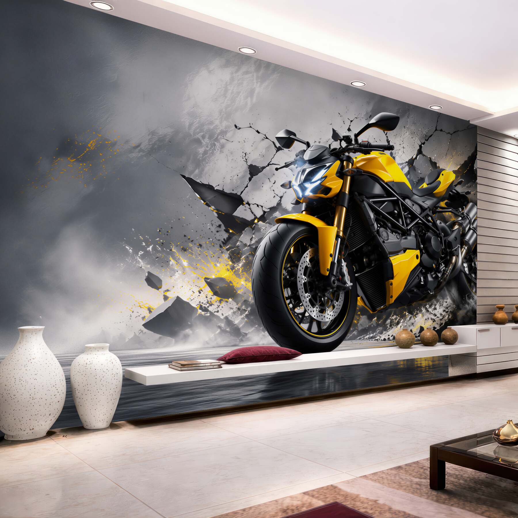 Fototapeta graffiti z żółtym motocyklem?v2345