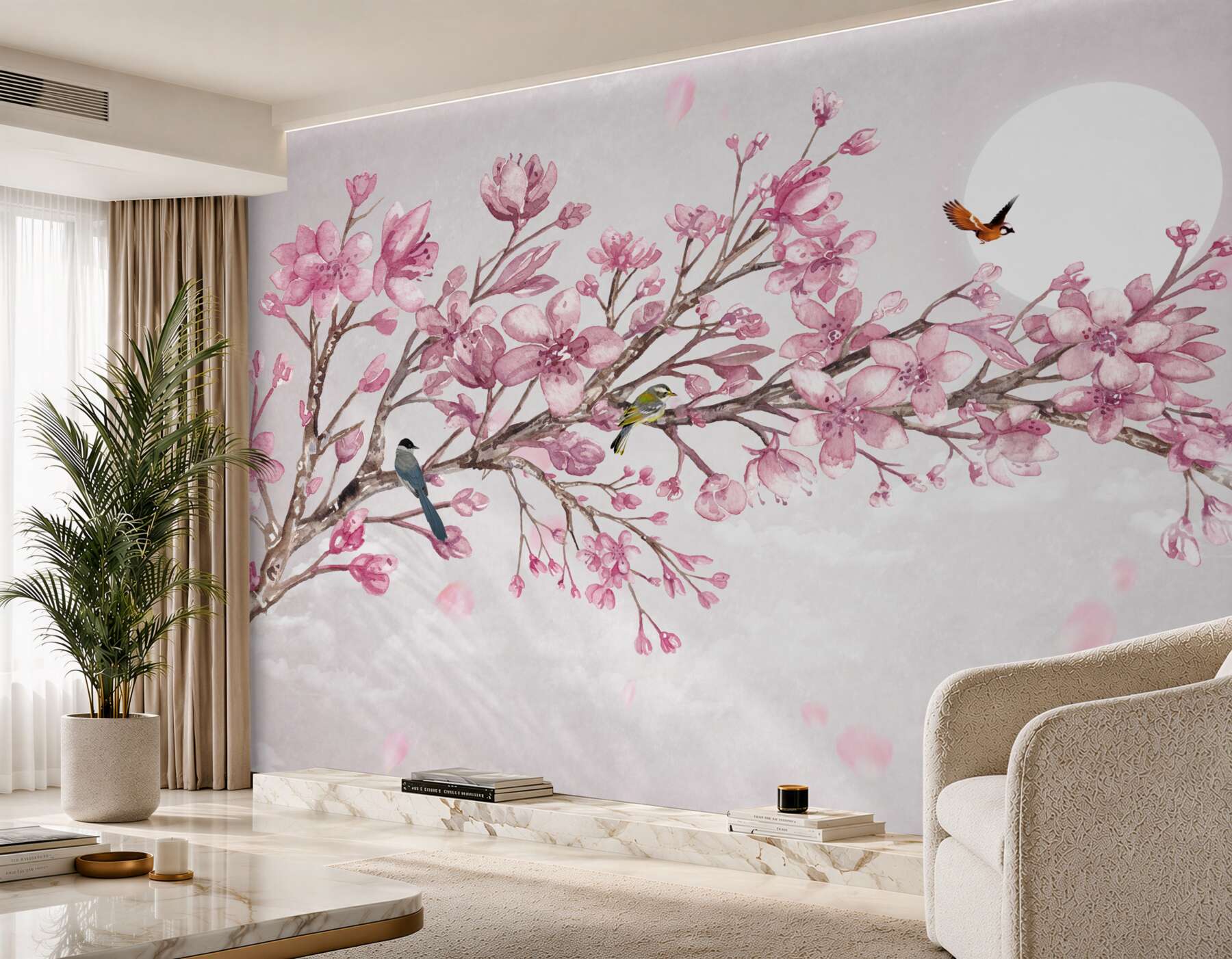 Fototapeta wspaniała różowa gałąź magnolii w jasny dzień?v2345