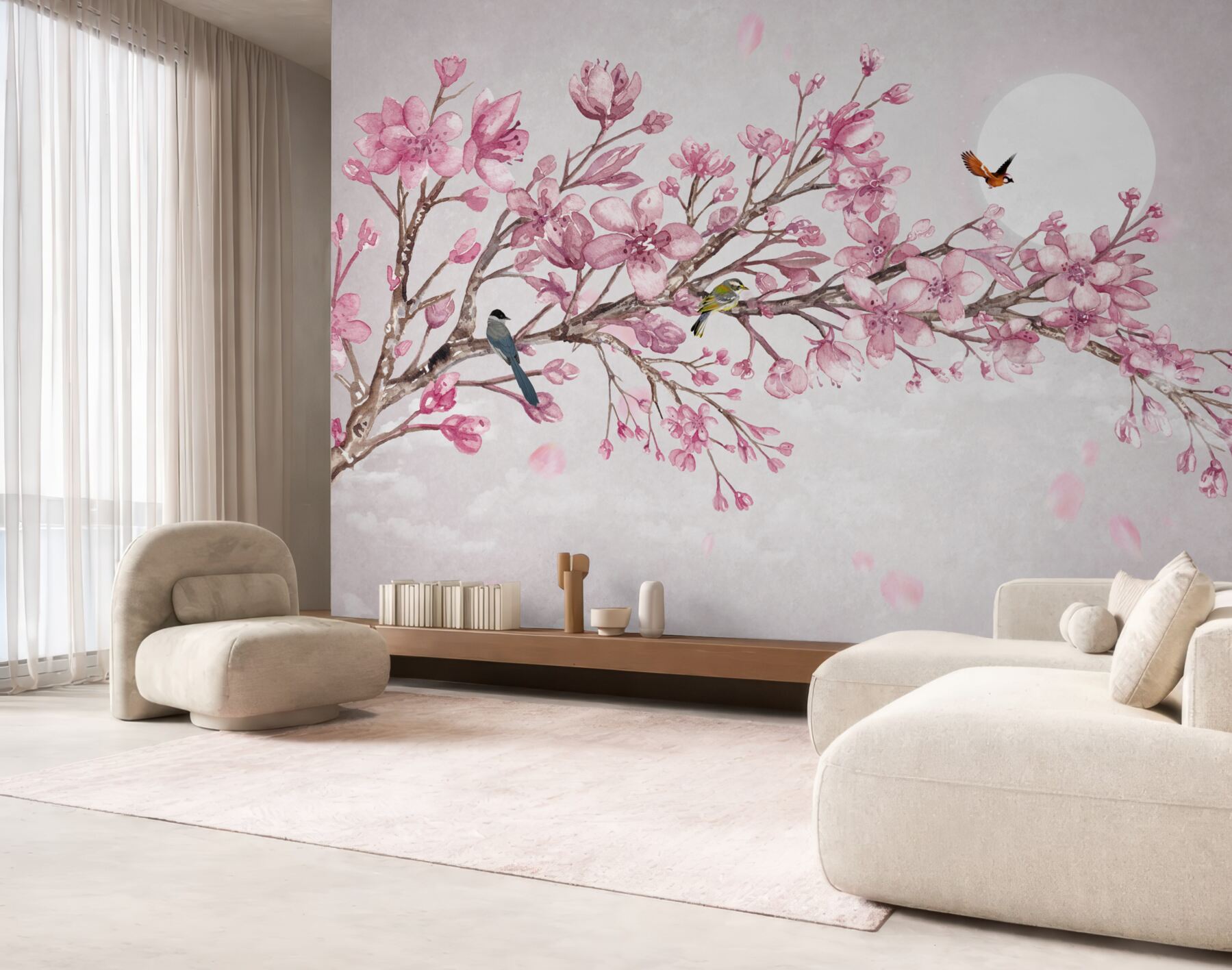 Fototapeta wspaniała różowa gałąź magnolii w jasny dzień?v2345