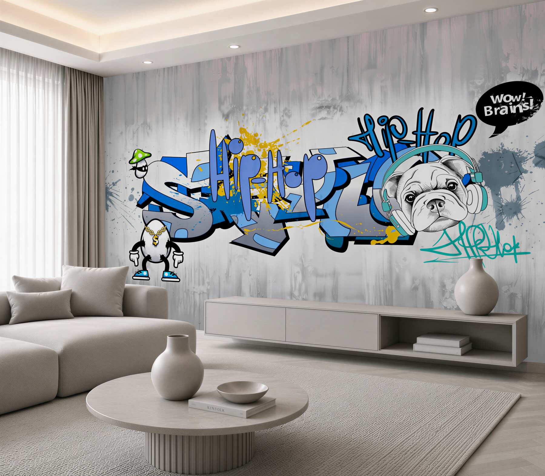 Fototapeta pies z graffiti ze słuchawkami?v2345