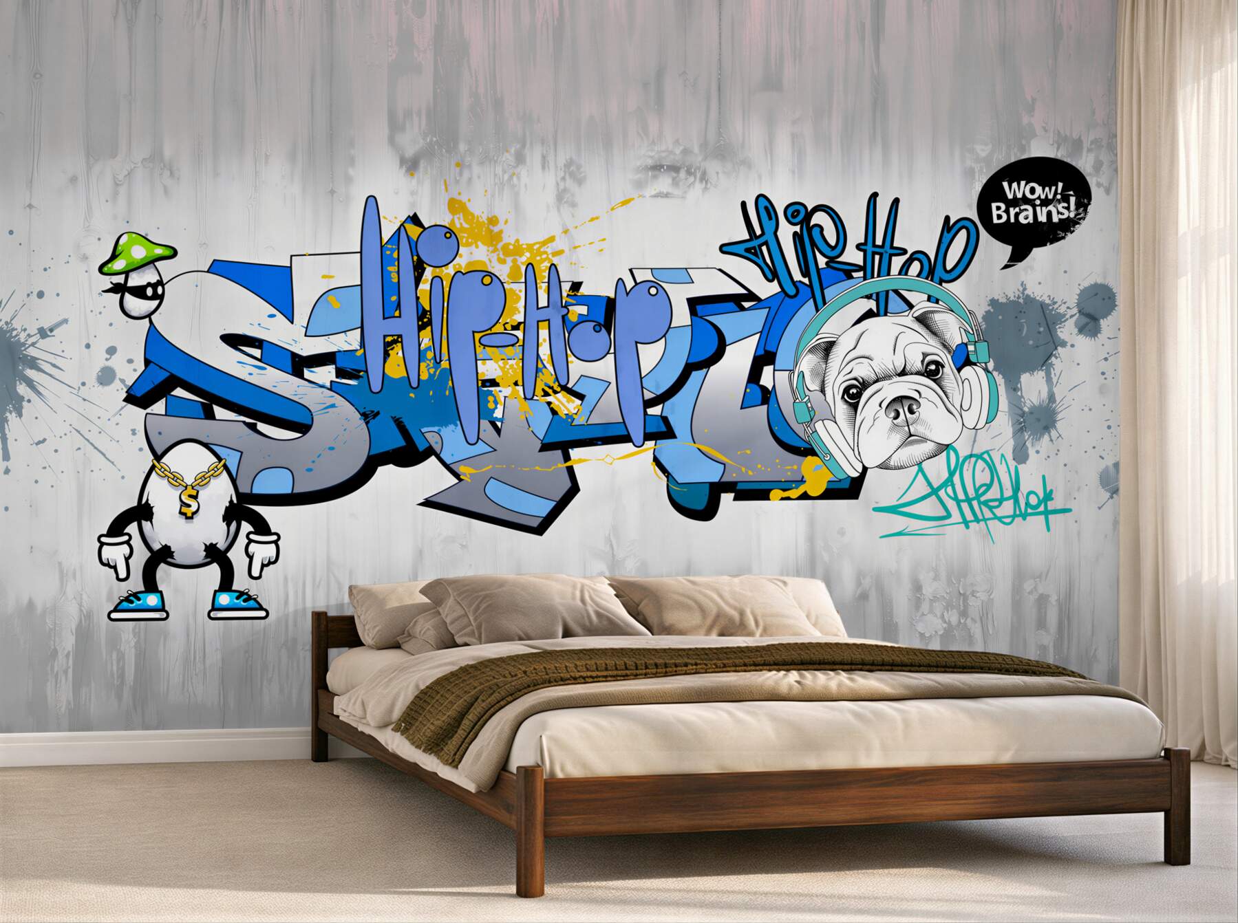 Fototapeta pies z graffiti ze słuchawkami?v2345