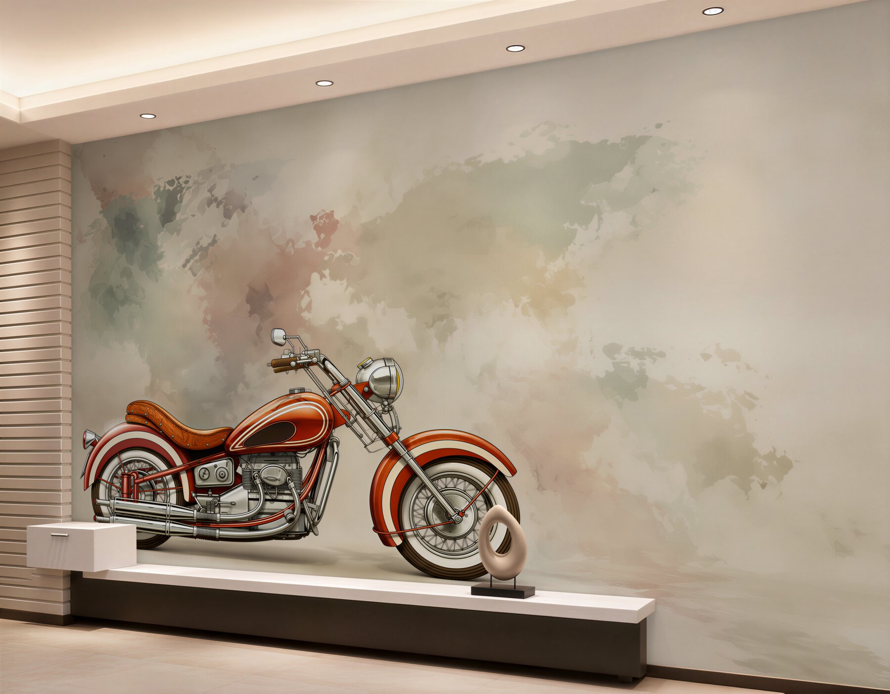 Fototapeta czerwony motocykl na ścianie?v2345