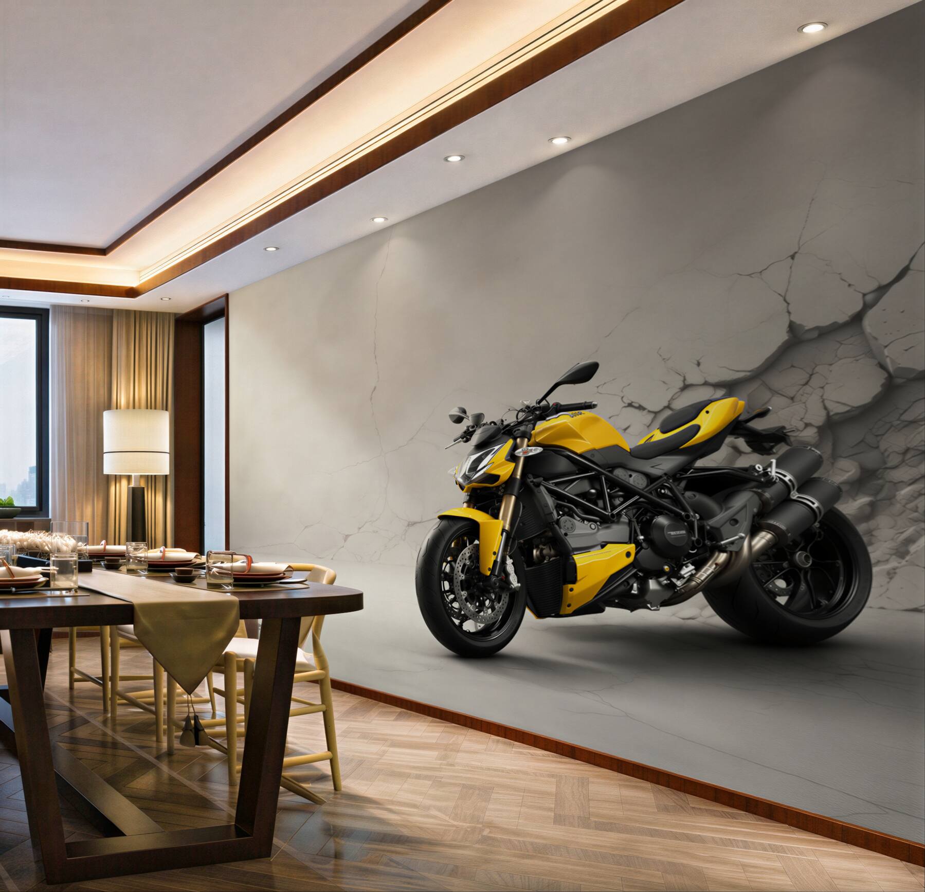 Fototapeta Motocykl, pojazd i żółty?v2345