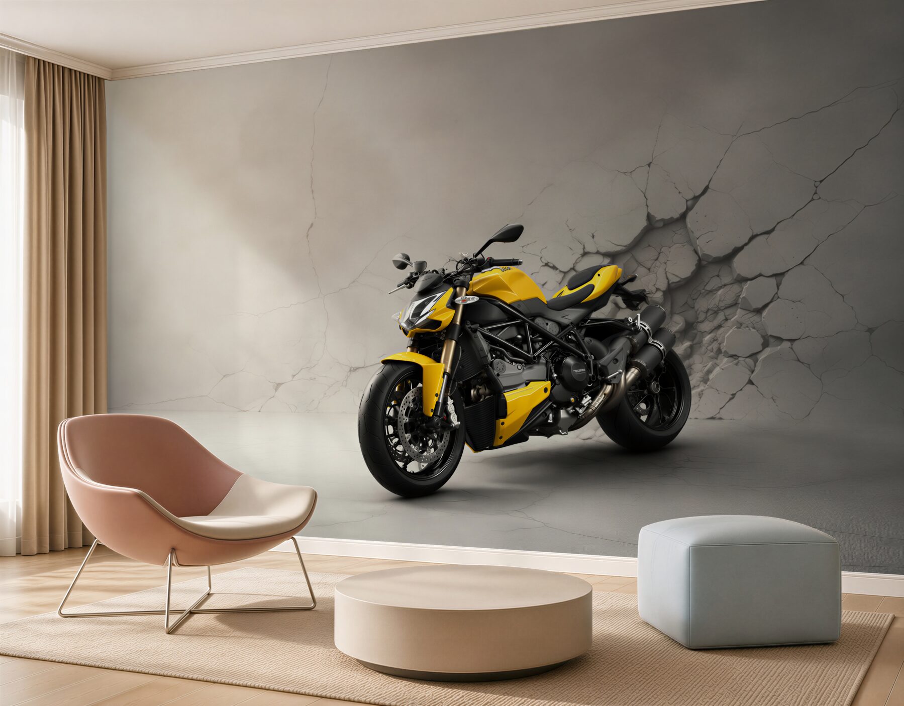 Fototapeta Motocykl, pojazd i żółty?v2345