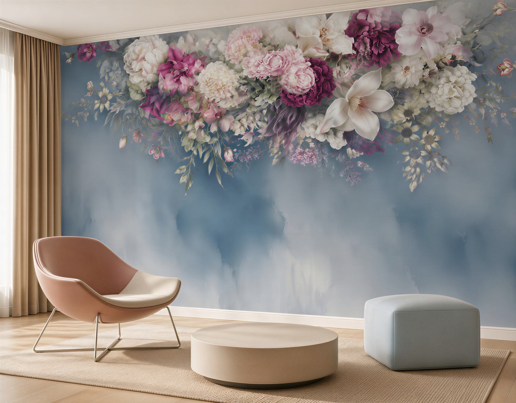 Fototapeta Niebieski, sofa i Ściana?v2345