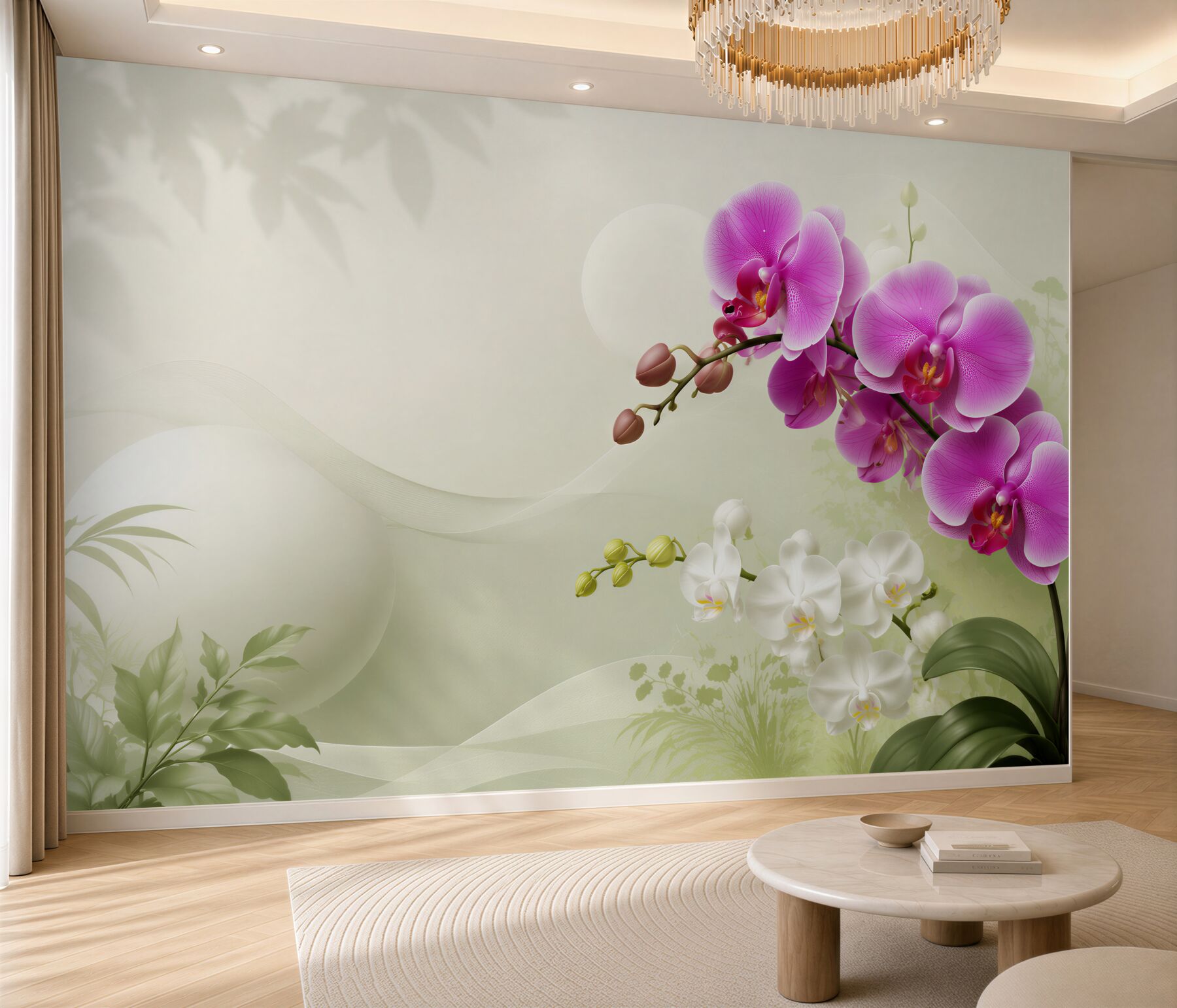 Fototapeta liliowe fioletowe orchidee na gałęziach?v2345