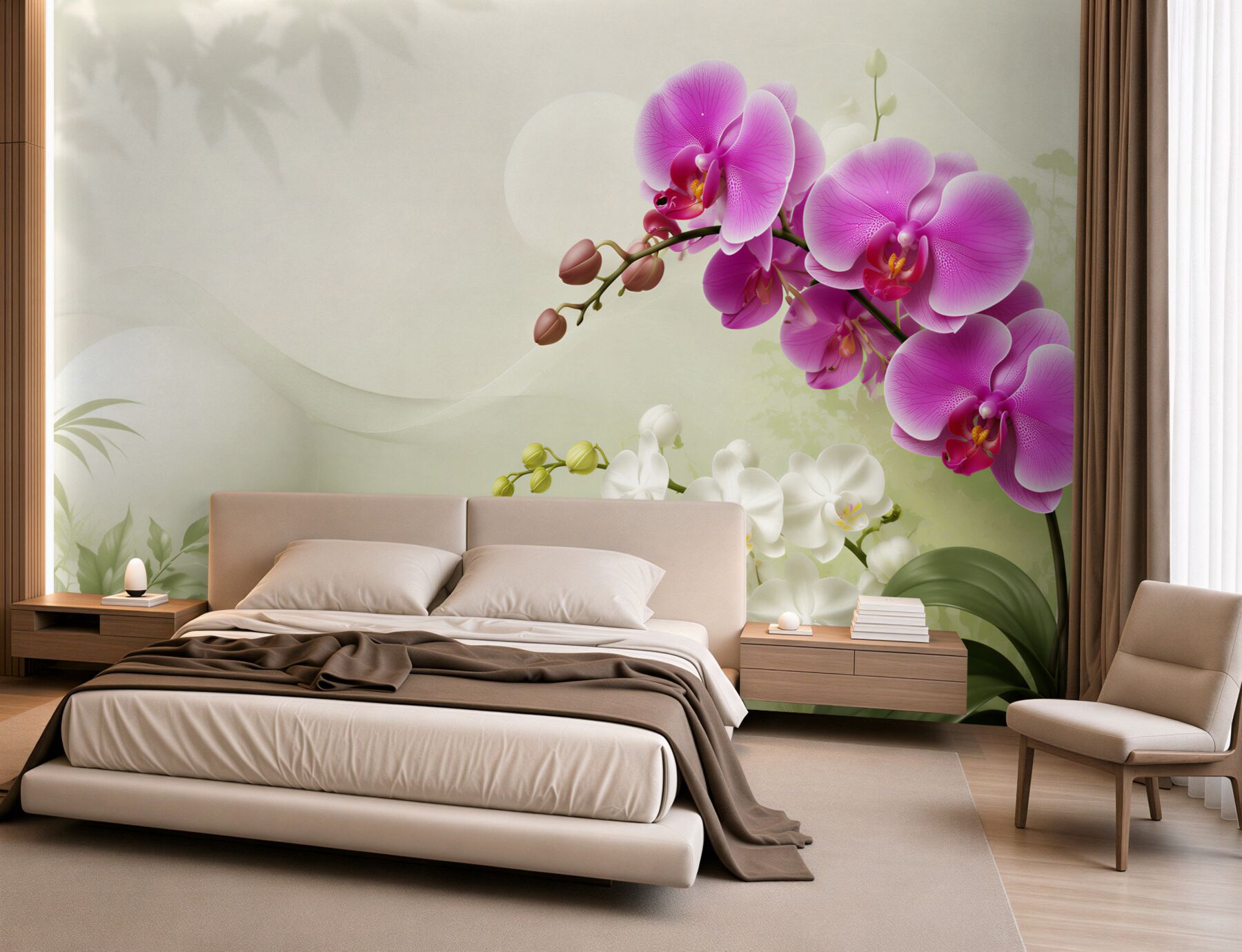 Fototapeta liliowe fioletowe orchidee na gałęziach?v2345