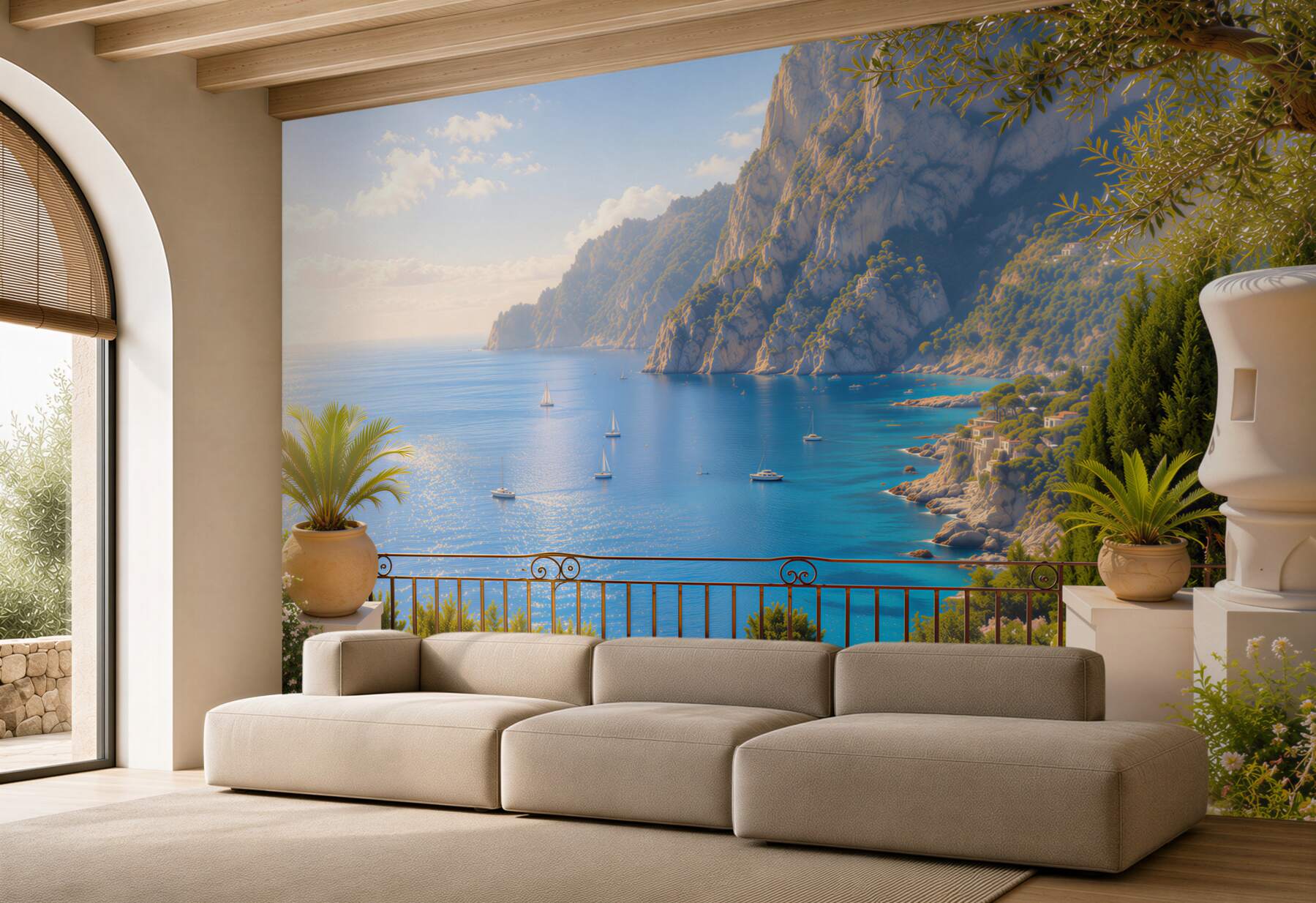Fototapeta balkon z tarasem i widokiem na ocean?v2345