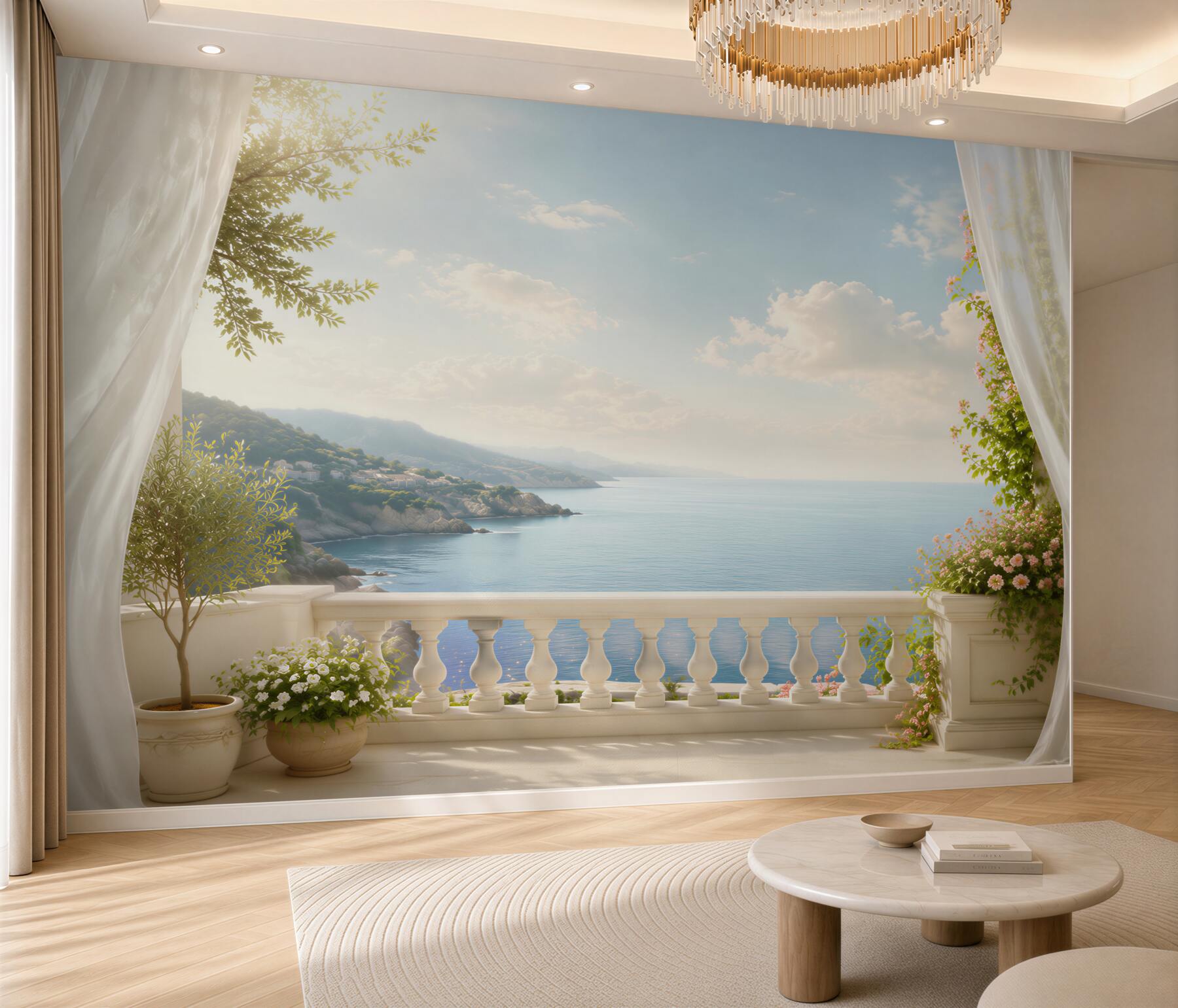 Fototapeta balkon z pięknym widokiem na ocean?v2345