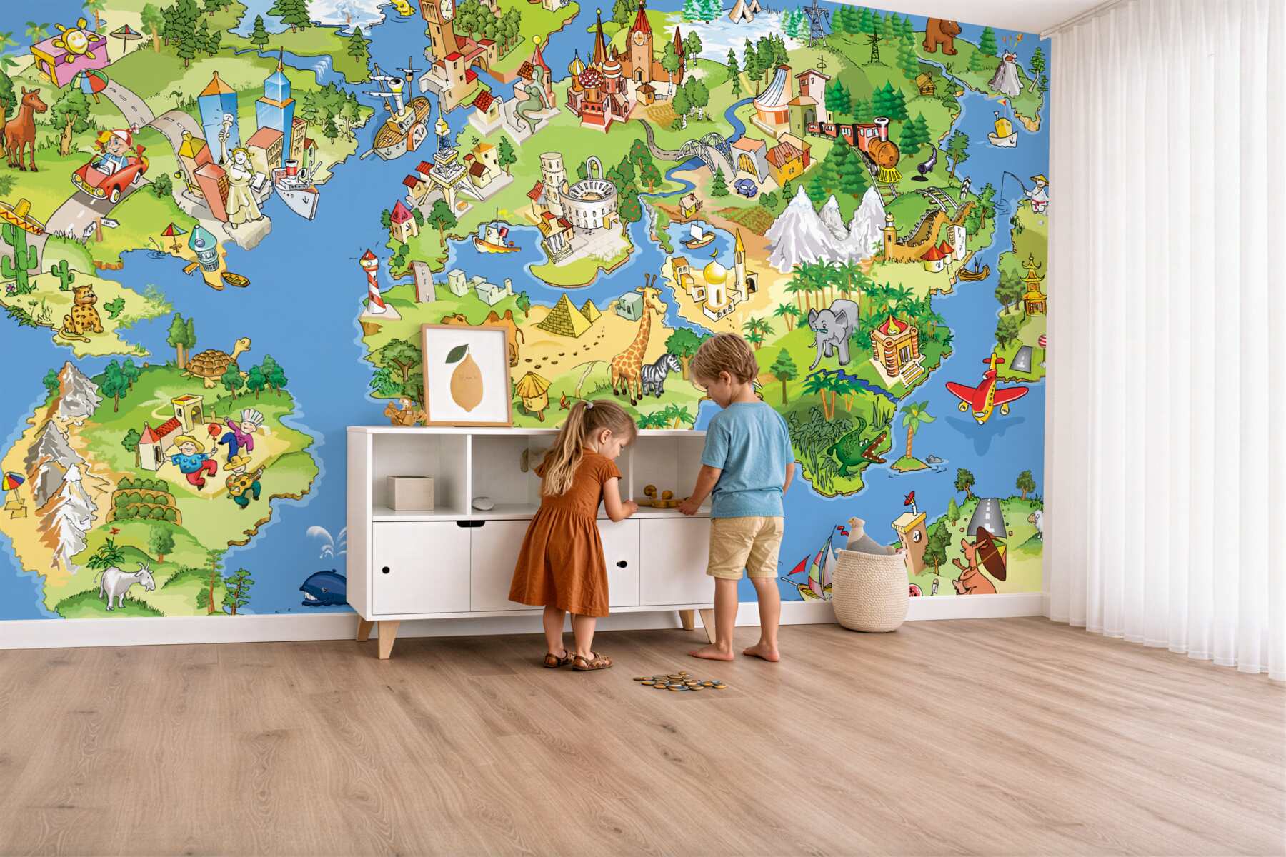 Fototapeta Szczegółowa mapa świata dla dzieci?v2345
