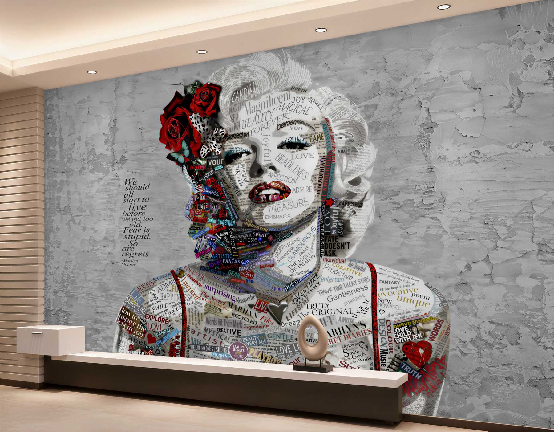 Fototapeta Marilyn Monroe z czerwonymi różami we włosach?v2345