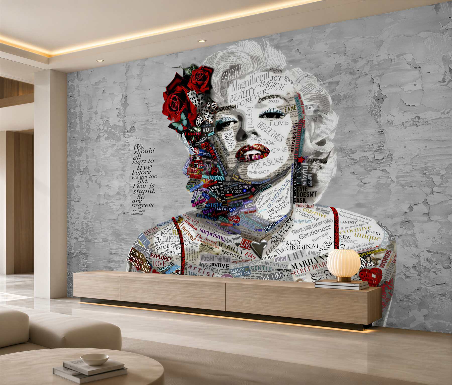 Fototapeta Marilyn Monroe z czerwonymi różami we włosach?v2345