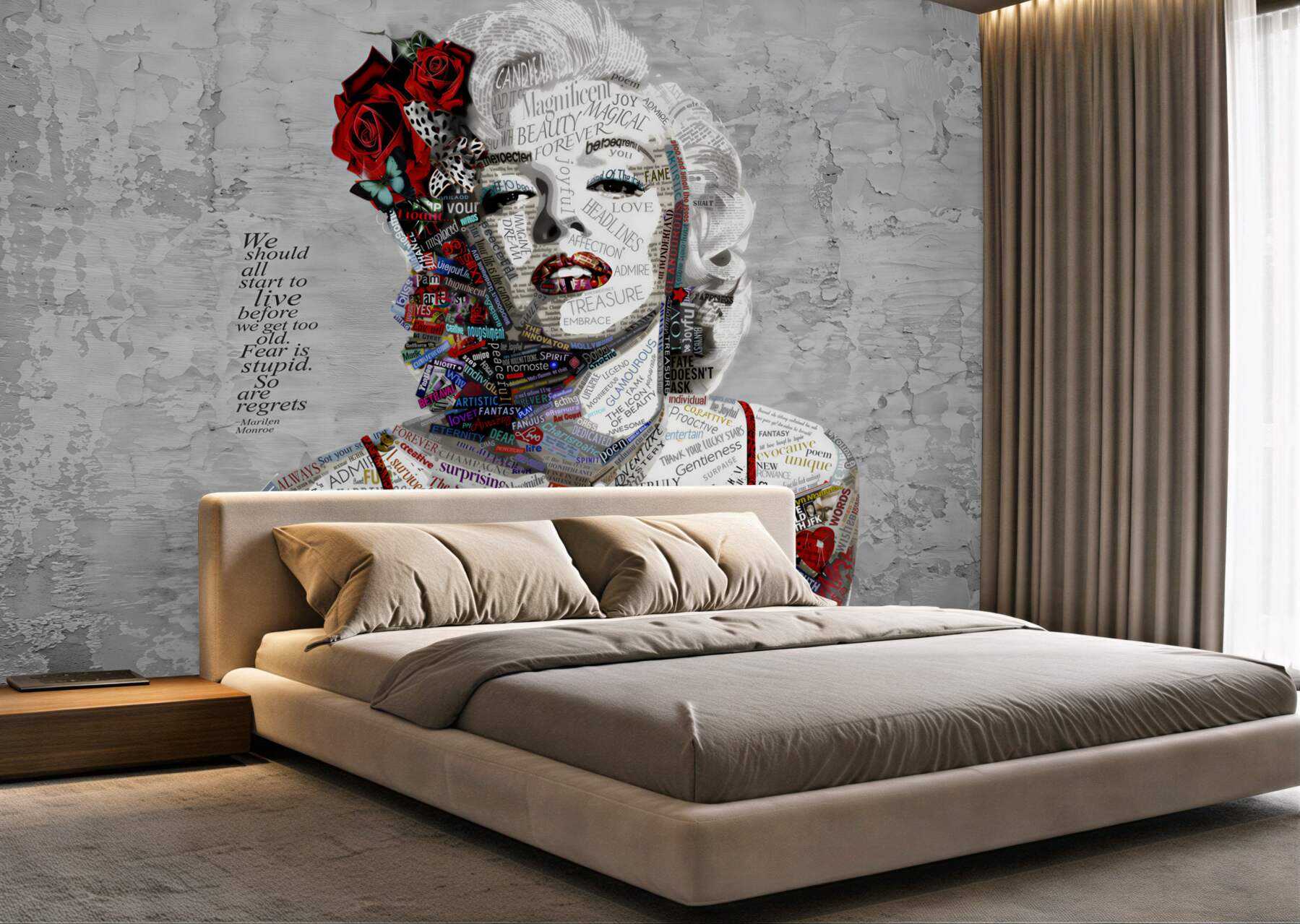 Fototapeta Marilyn Monroe z czerwonymi różami we włosach?v2345
