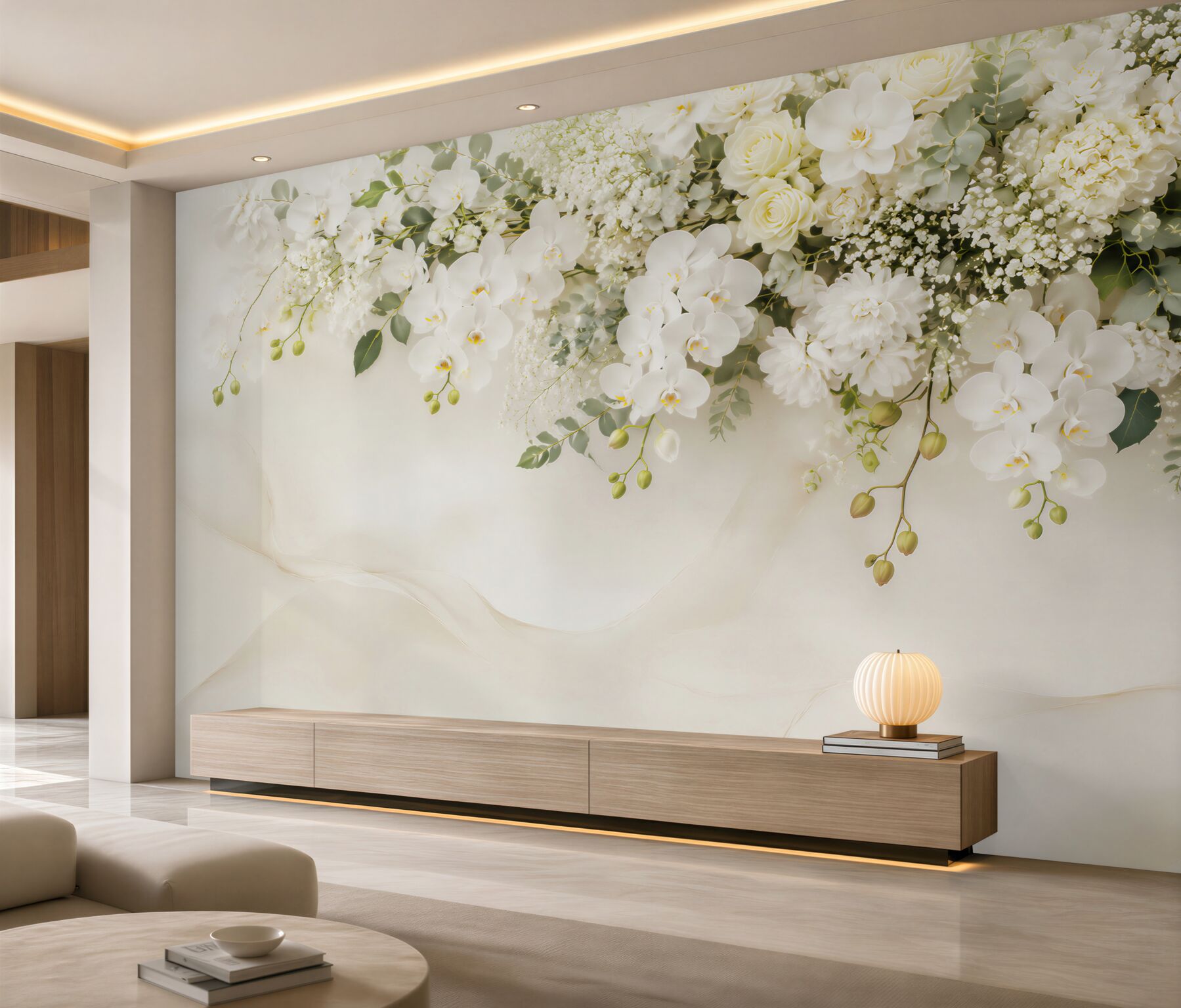Fototapeta Wiszące białe orchidee?v2345