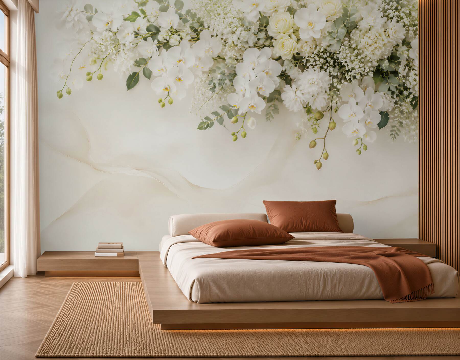 Fototapeta Wiszące białe orchidee?v2345