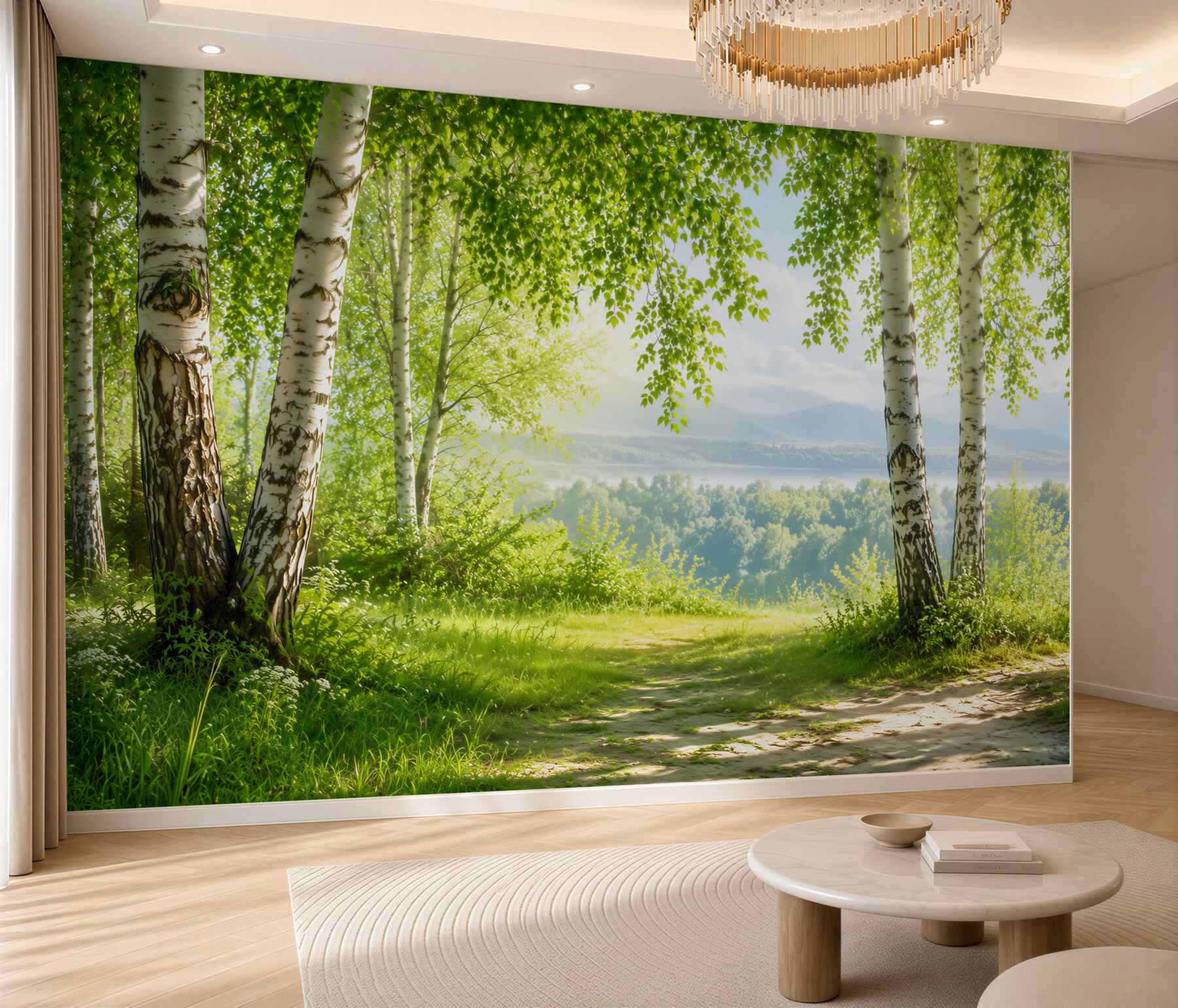 Fototapeta Zielony las brzozowy?v2345