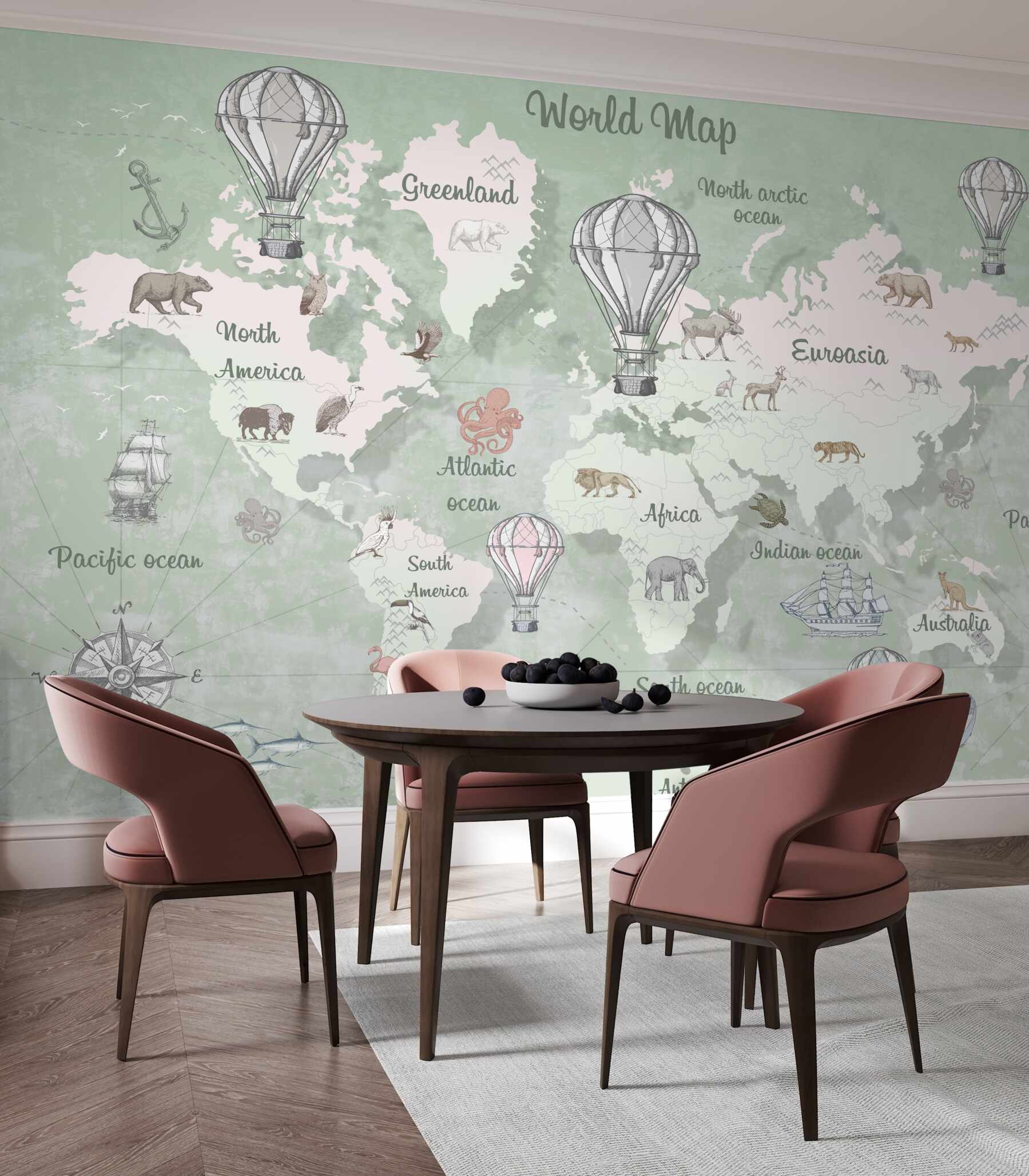 Fototapeta Mapa świata z nazwami kontynentów?v2345