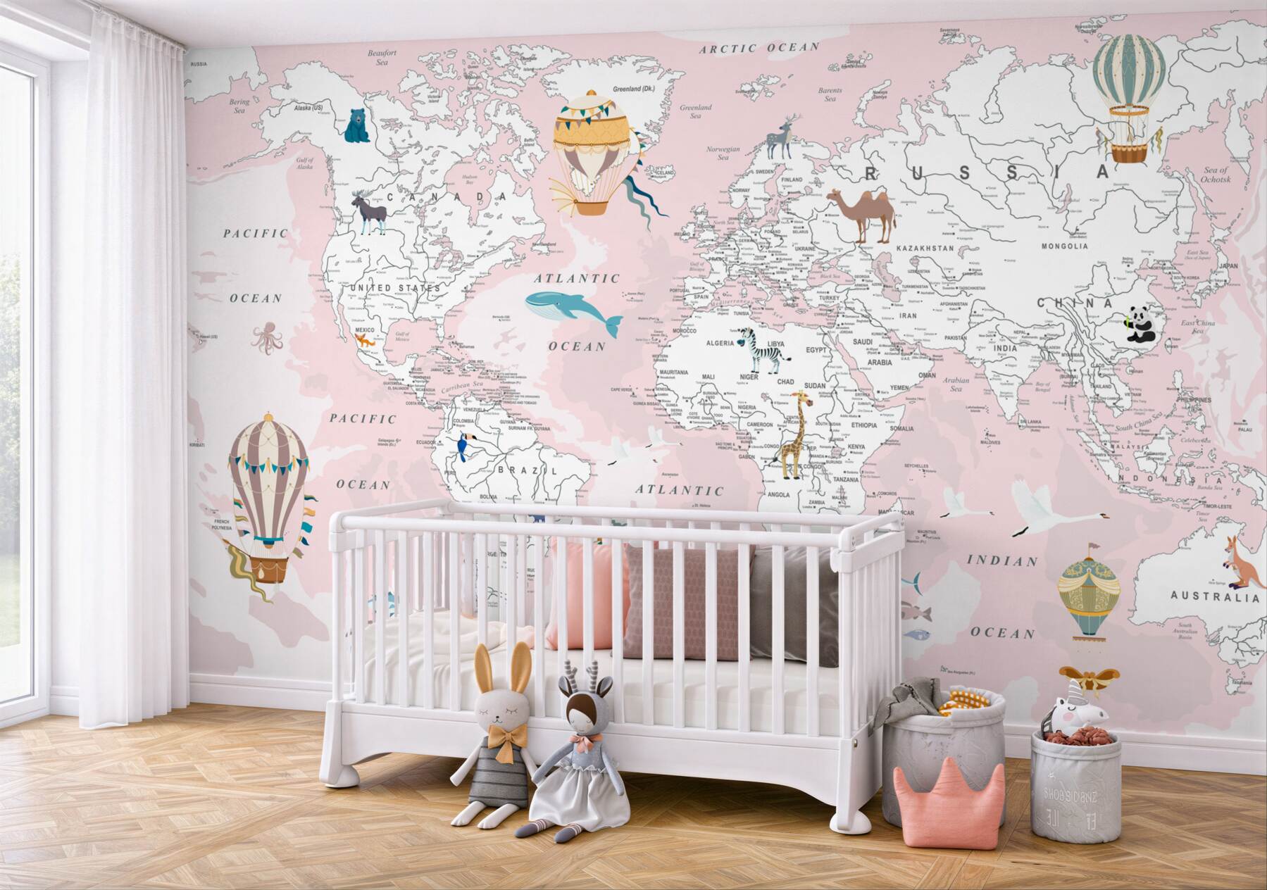 Fototapeta Mapa świata w odcieniach różu?v2345