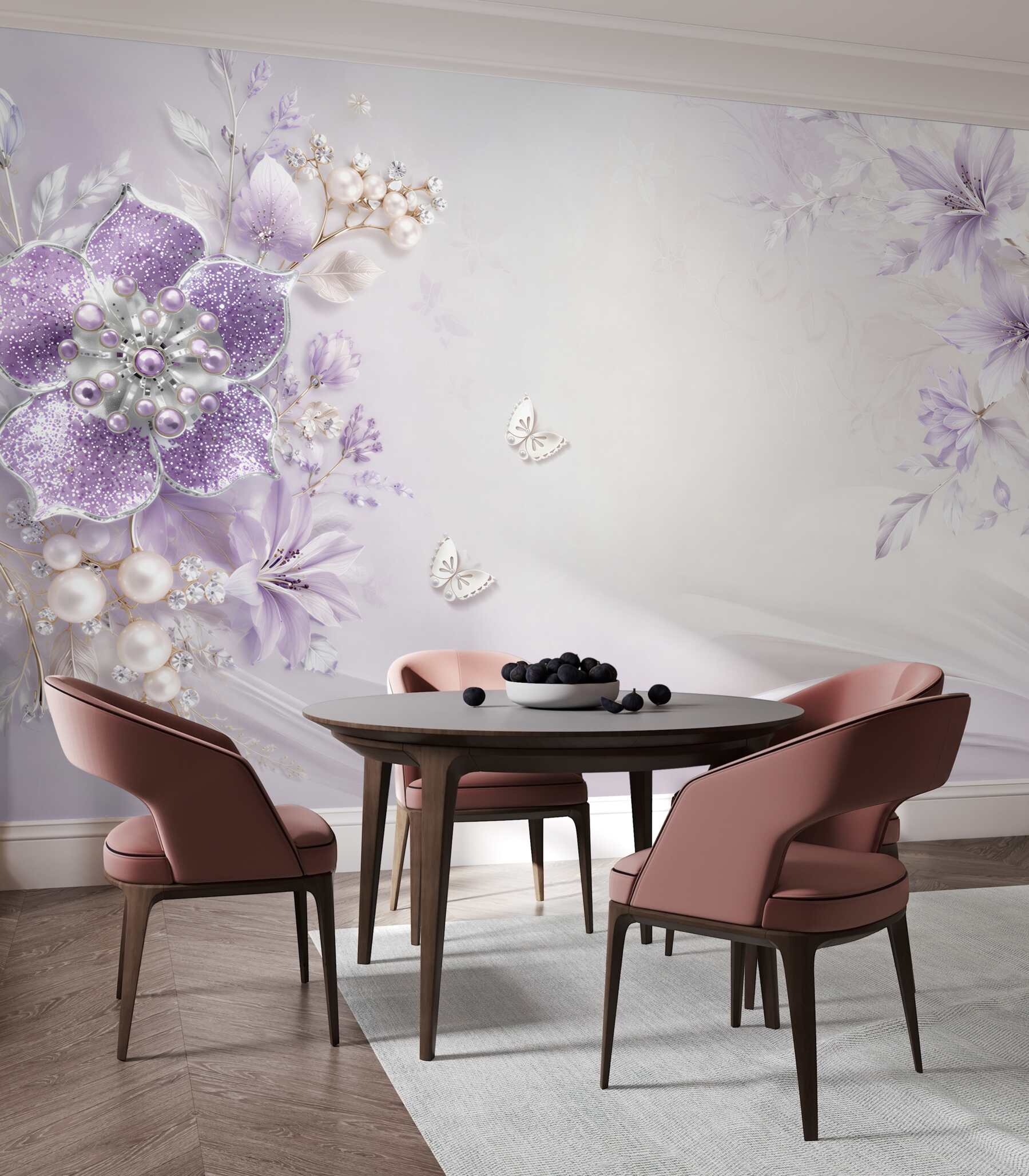 Fototapeta Fioletowe orchidee ze złota i pereł?v2345