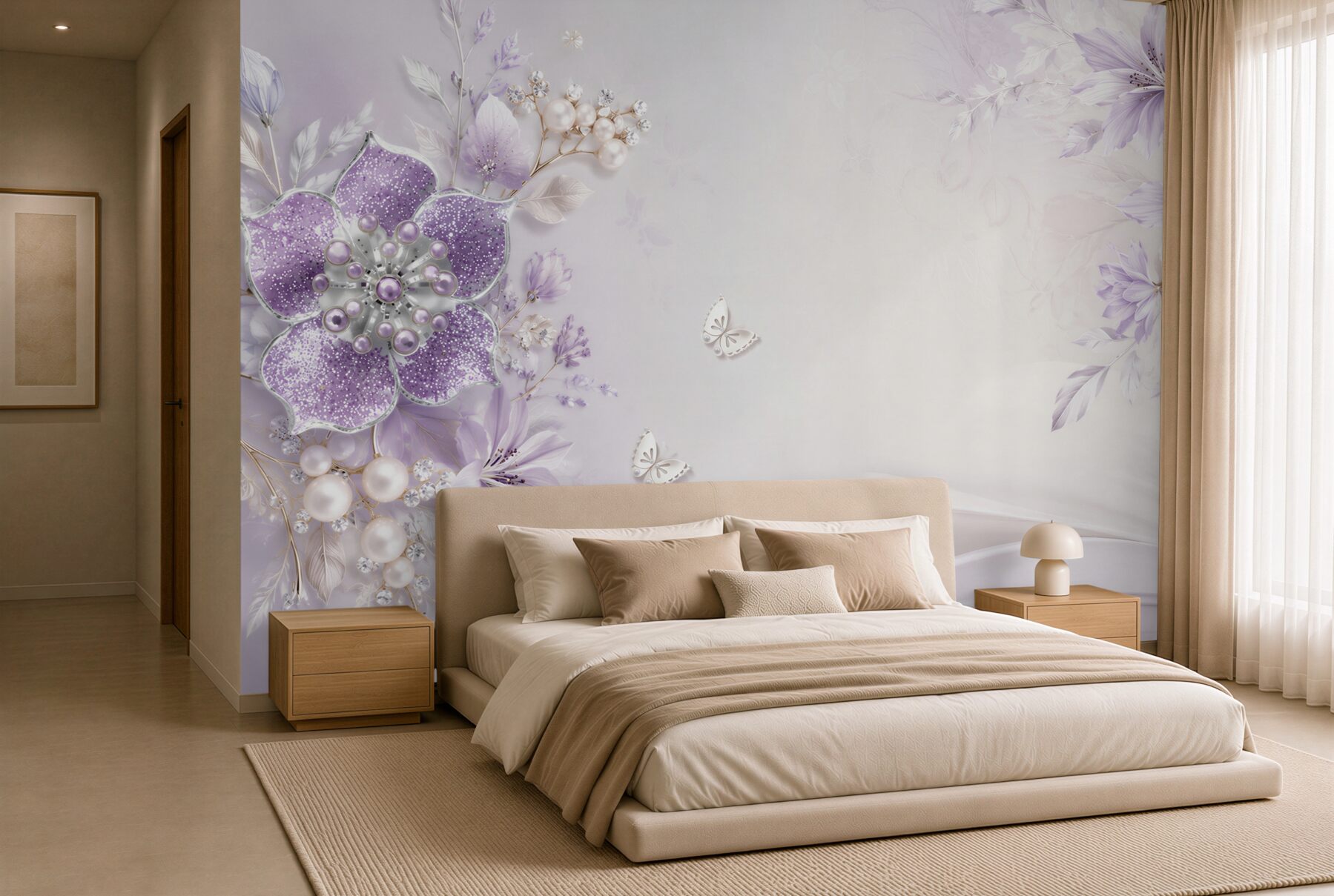 Fototapeta Fioletowe orchidee ze złota i pereł?v2345