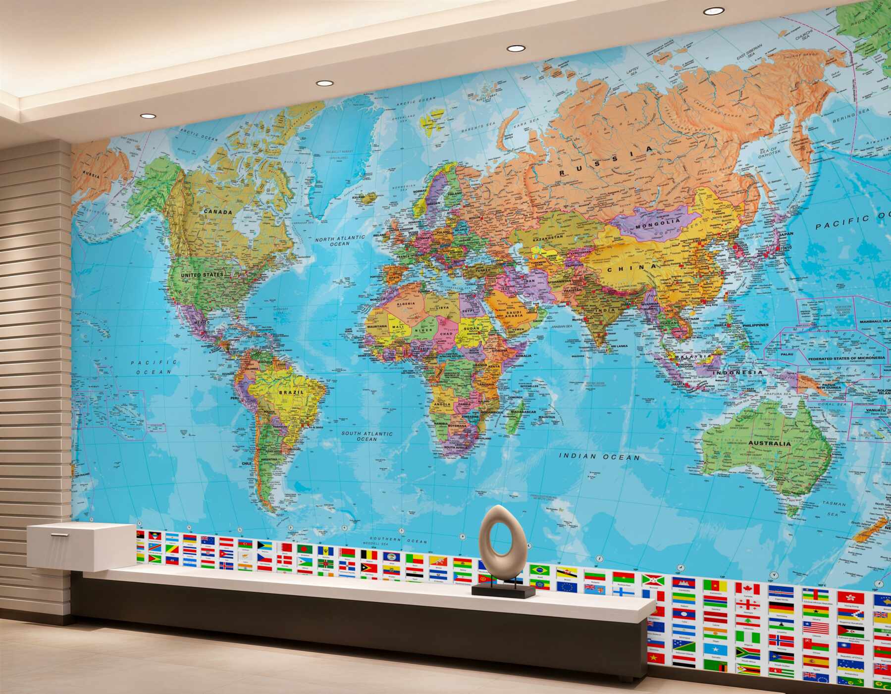 Fototapeta Mapa polityczna świata z flagami?v2345
