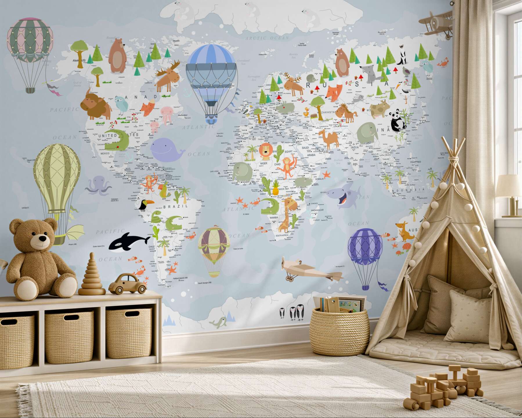 Fototapeta Mapa świata z balonami?v2345