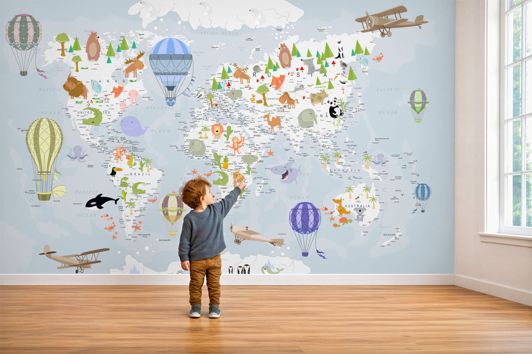 Fototapeta Mapa świata z balonami?v2345