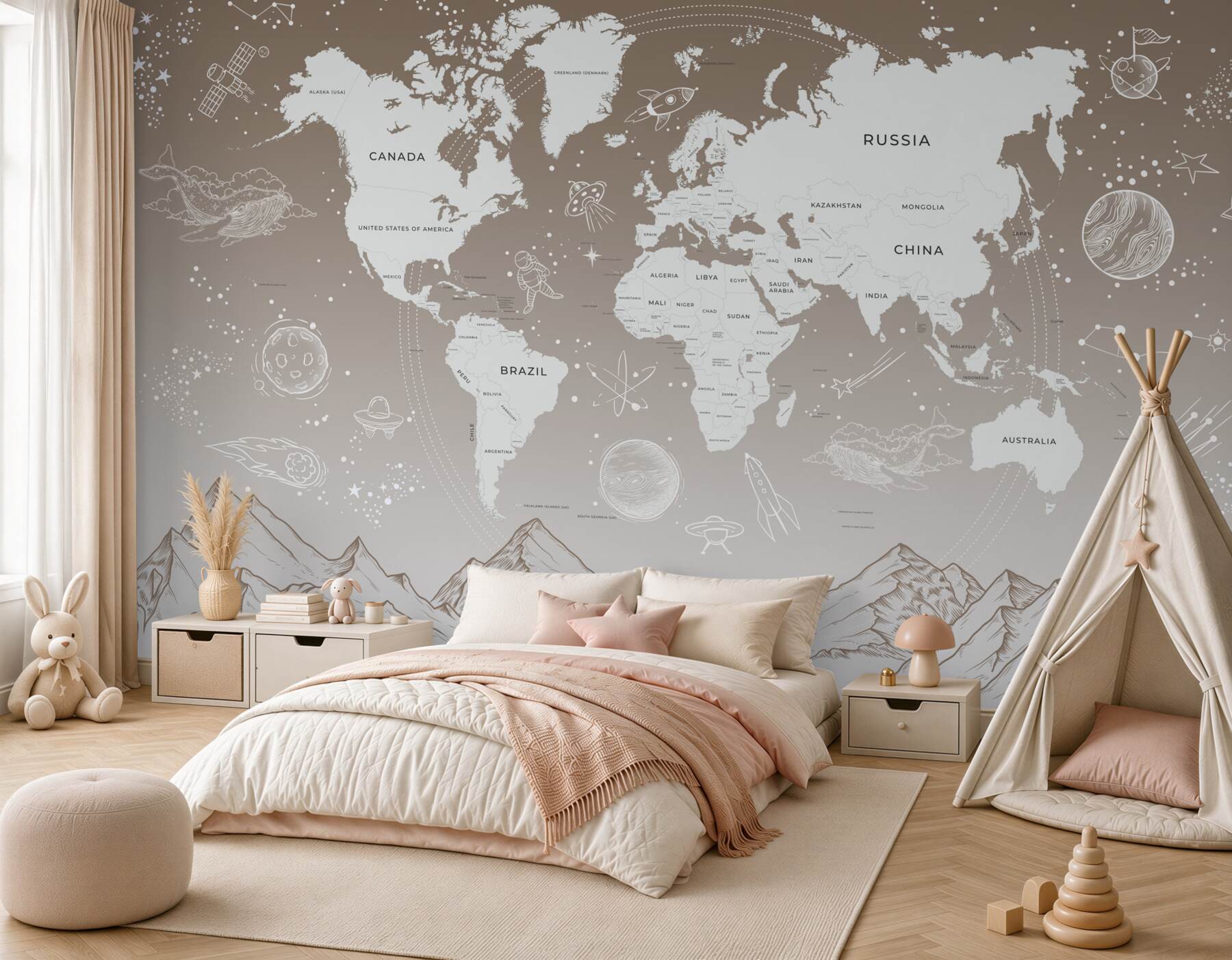 Fototapeta Mapa świata nad górami?v2345
