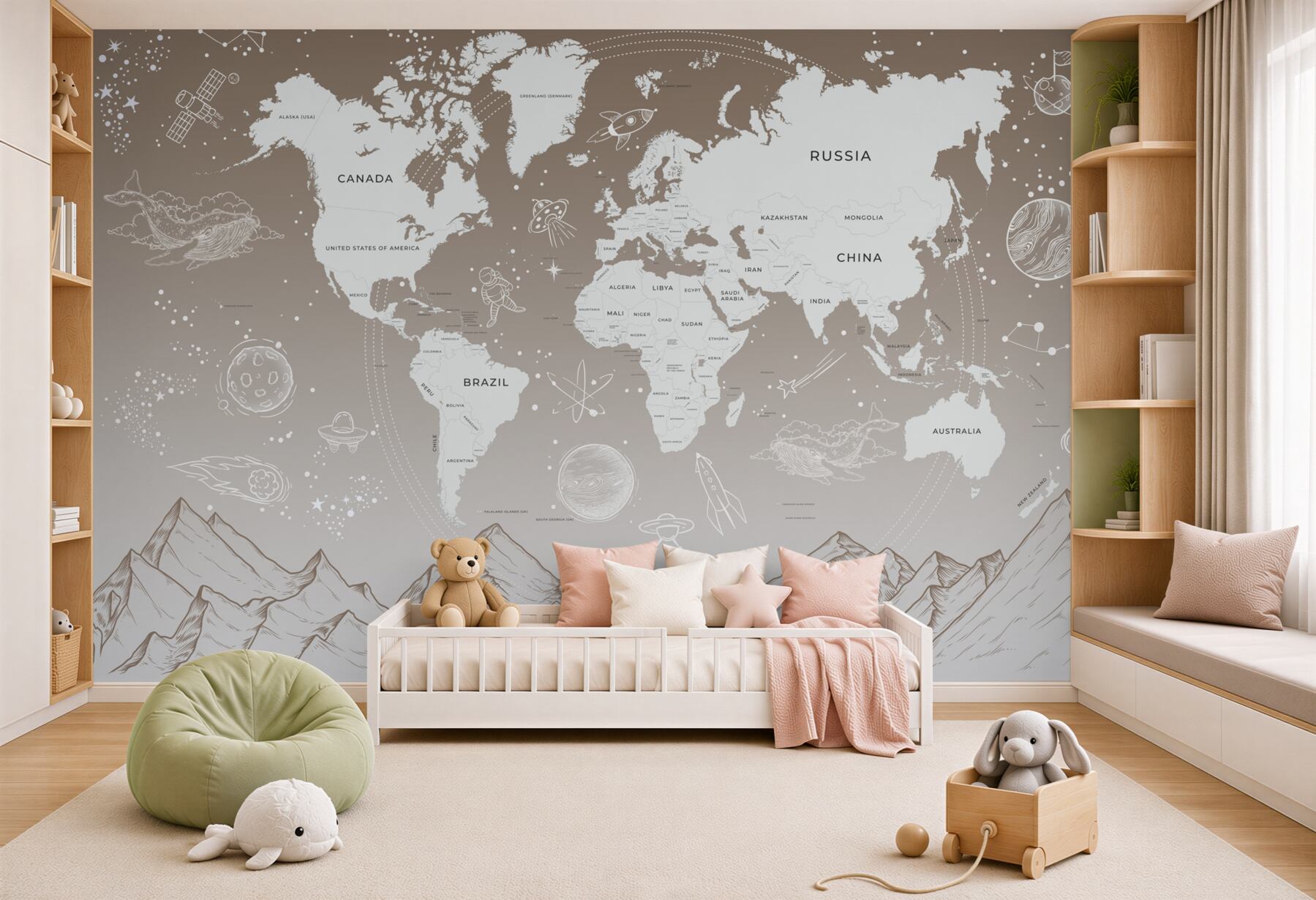 Fototapeta Mapa świata nad górami?v2345