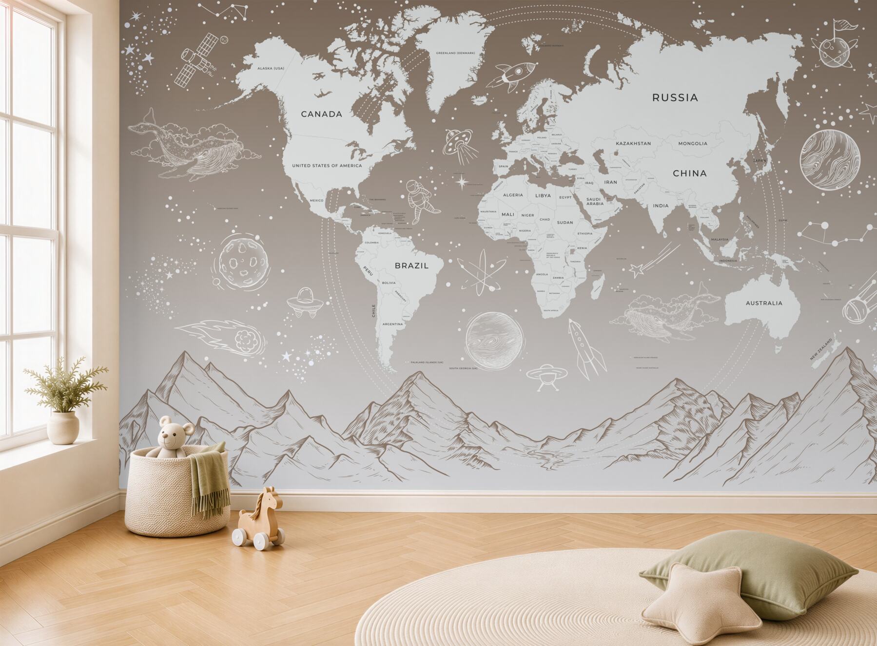Fototapeta Mapa świata nad górami?v2345