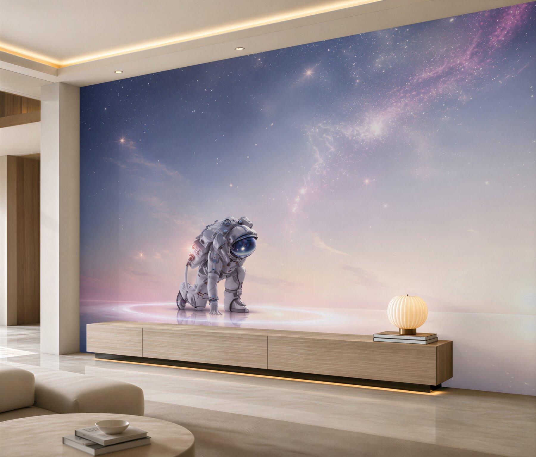 Fototapeta astronauta w pastelowym kosmosie dla pokoju dziecka?v2345