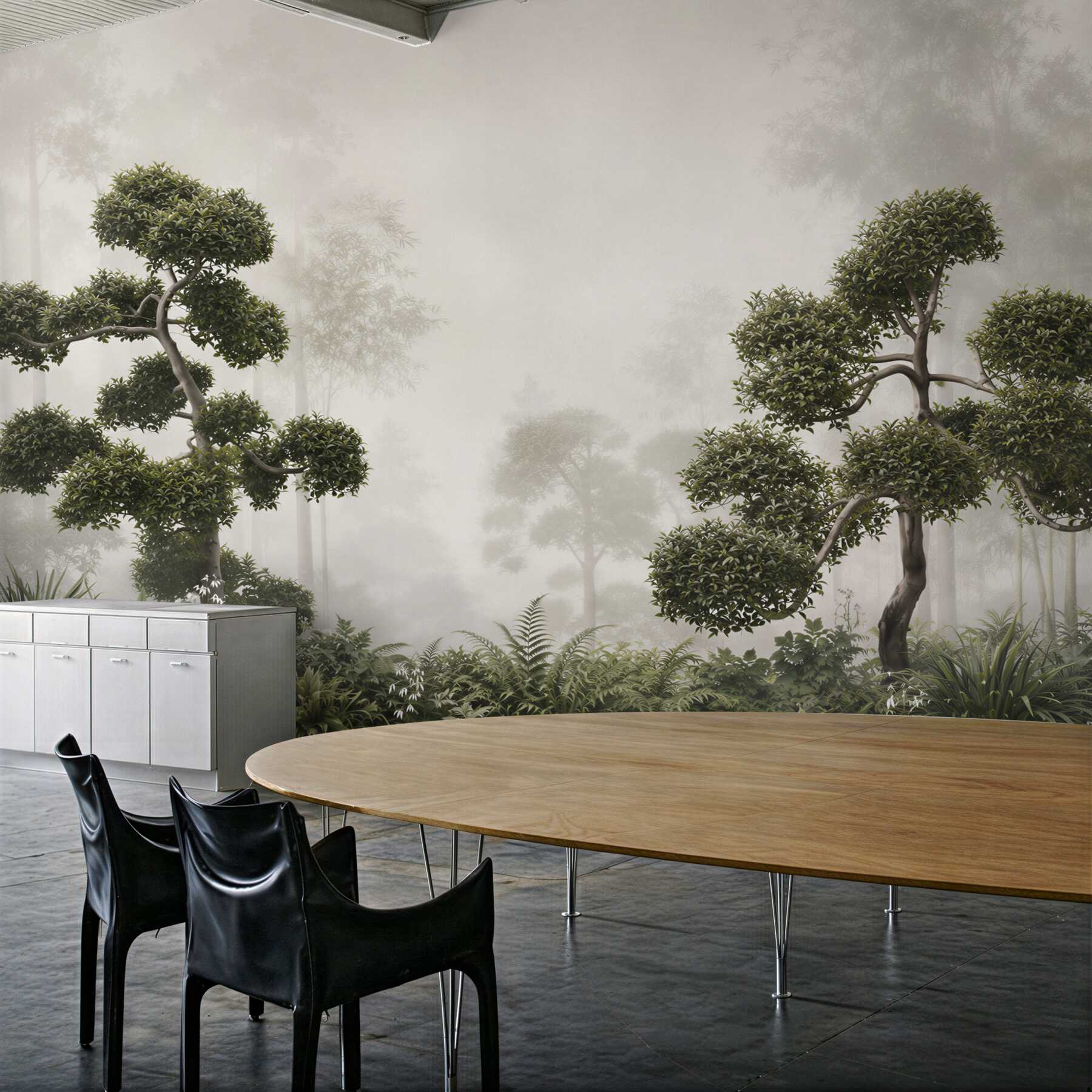 Fototapeta bonsai we mgle zielona orientalna do nowoczesnego wnętrza?v2345