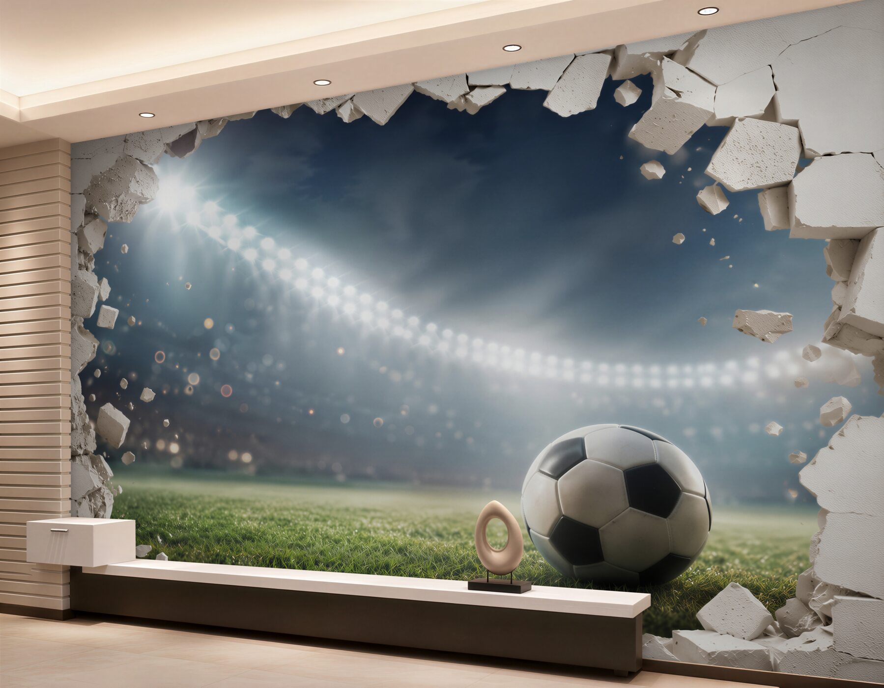 Fototapeta piłka nożna na stadionie z efektem pękającej ściany?v2345