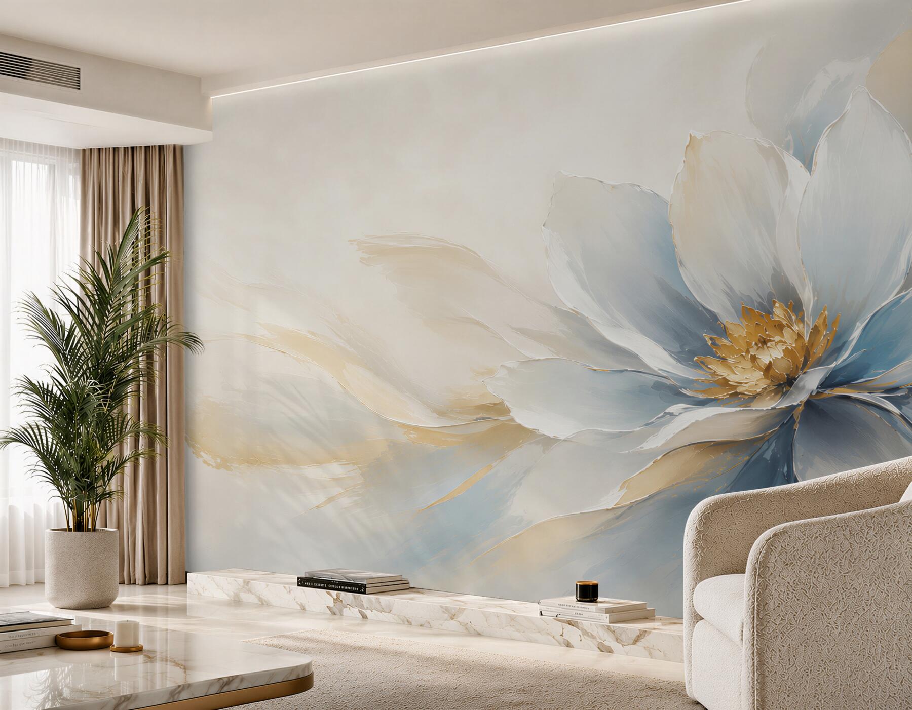 Fototapeta duży kwiat magnolii biało błękitny elegancki?v2345