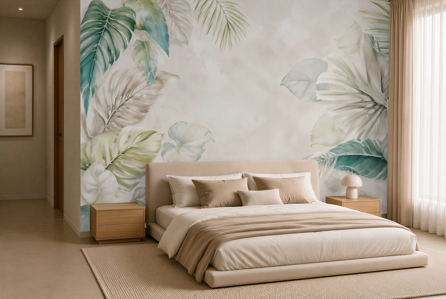 Fototapeta egzotyczne liście monstera pastelowe zielone eleganckie?v2345