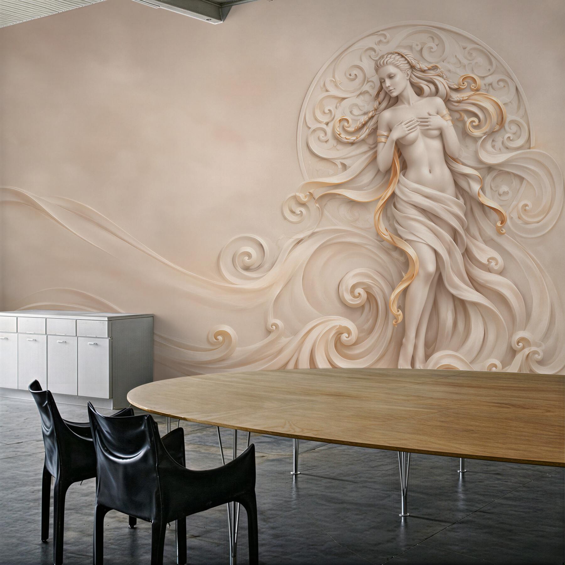 Fototapeta kobieta w złoto beżowych ornamentach glamour