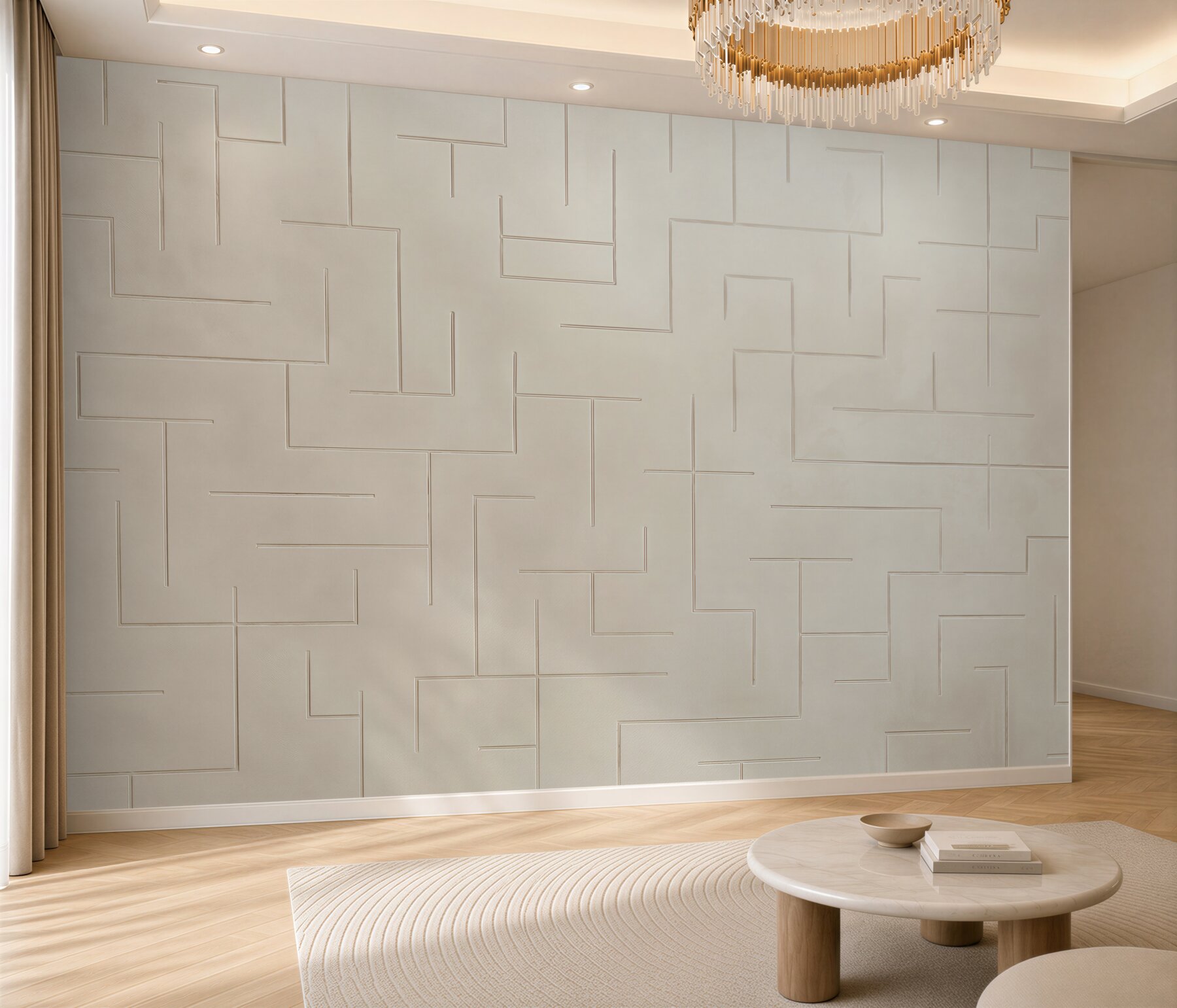Fototapeta geometryczny wzór 3D beżowy nowoczesny minimalistyczny