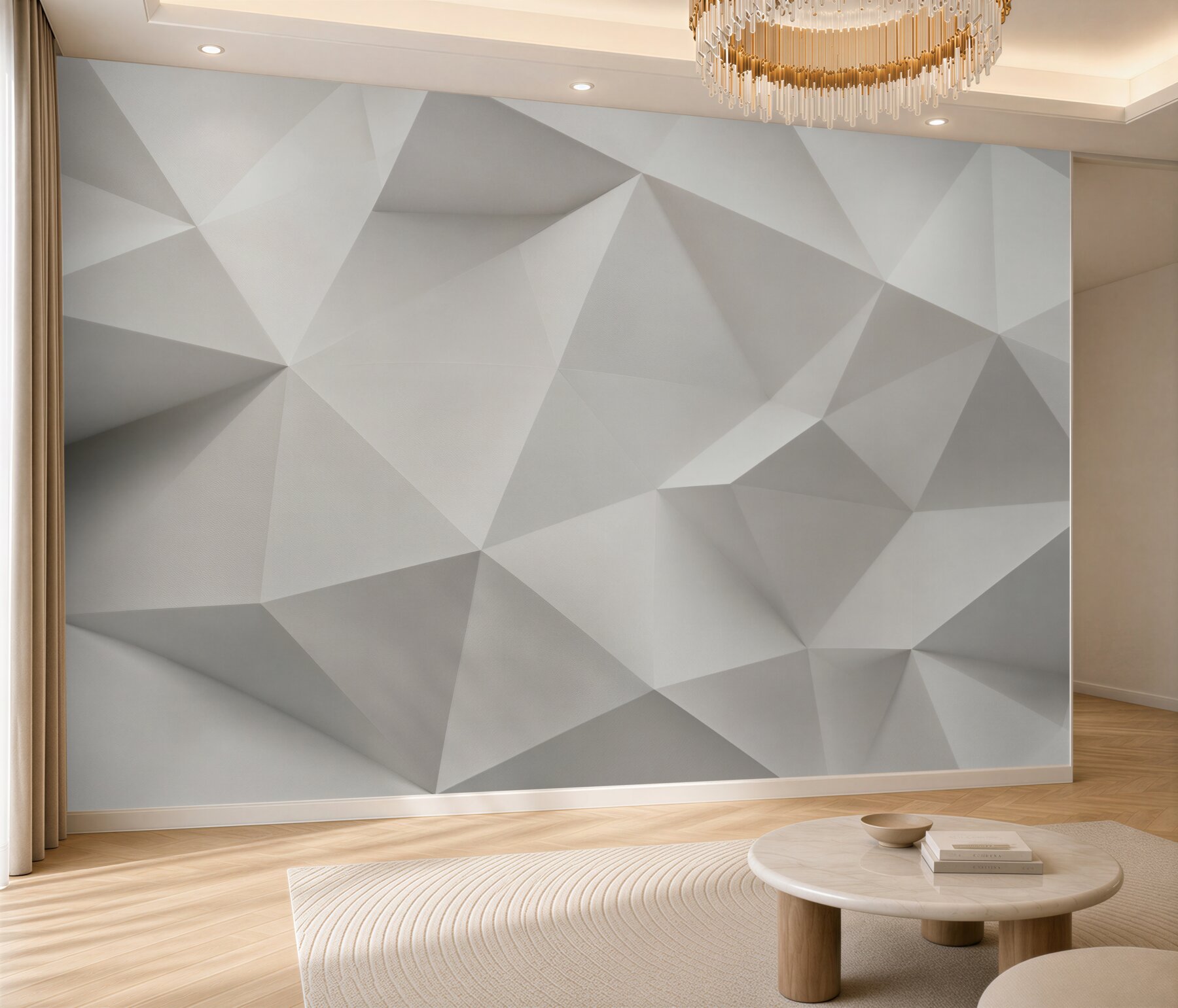 Fototapeta geometryczne trójkąty 3D białe nowoczesne?v2345