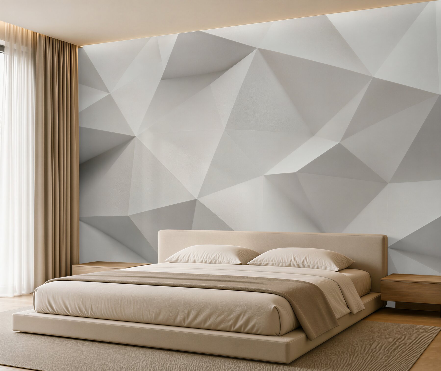 Fototapeta geometryczne trójkąty 3D białe nowoczesne?v2345