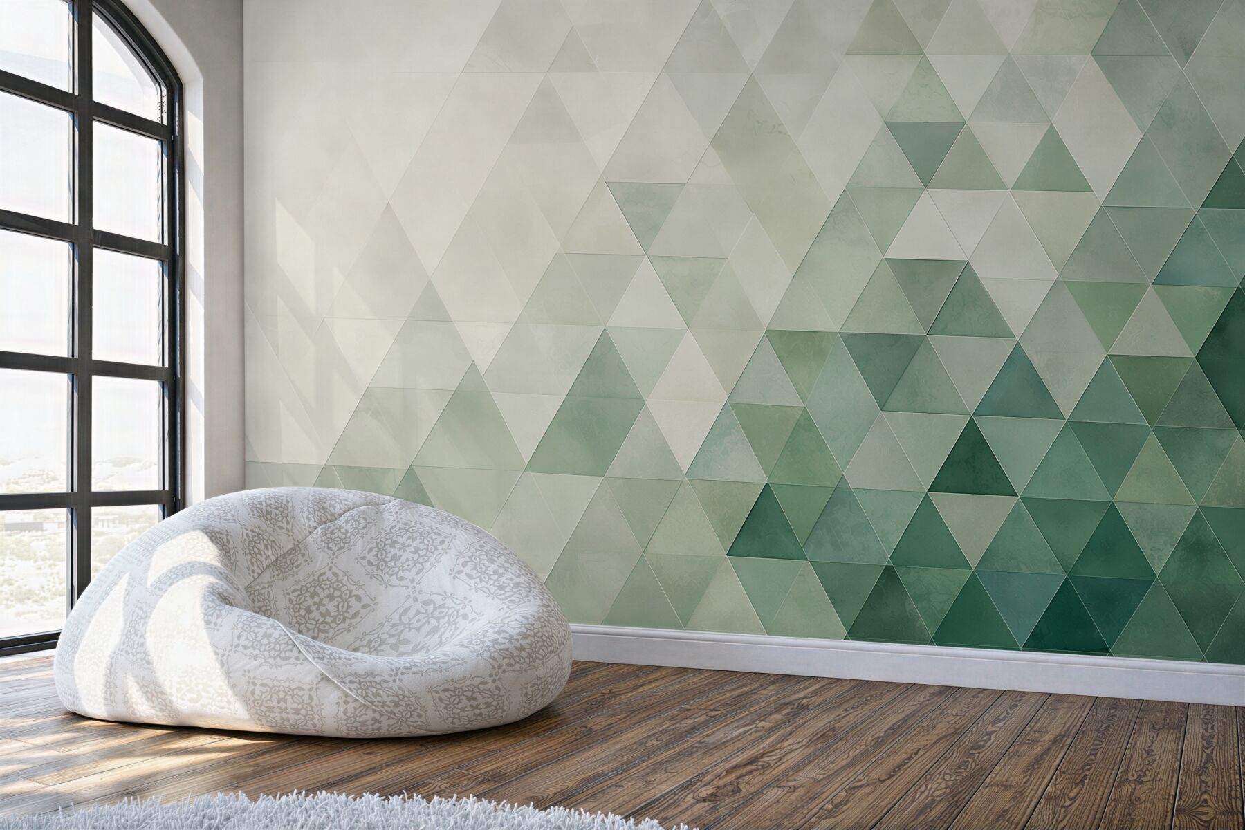 Fototapeta zielone trójkąty geometryczne nowoczesna abstrakcja