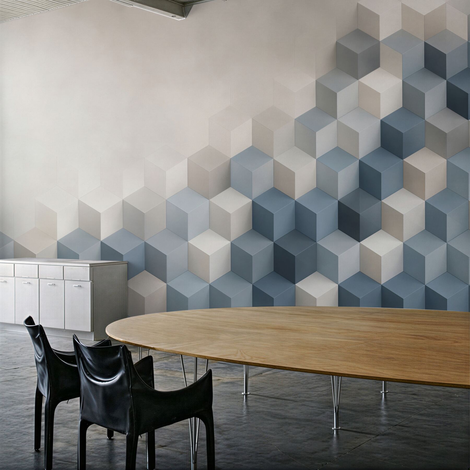 Fototapeta geometryczne kostki 3D niebiesko szare nowoczesne?v2345