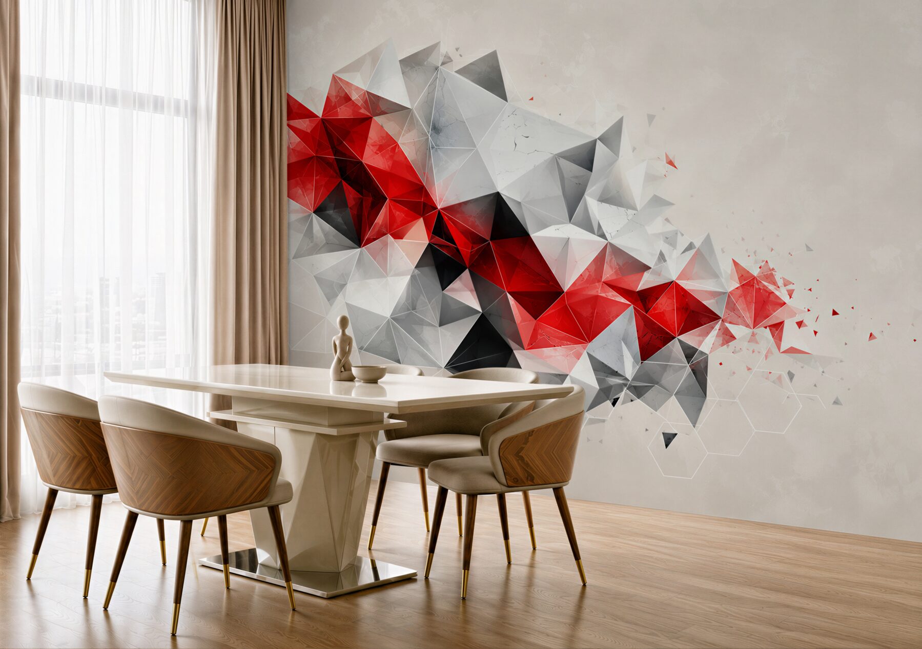 Fototapeta geometryczna abstrakcja czerwono szara nowoczesna do biura?v2345