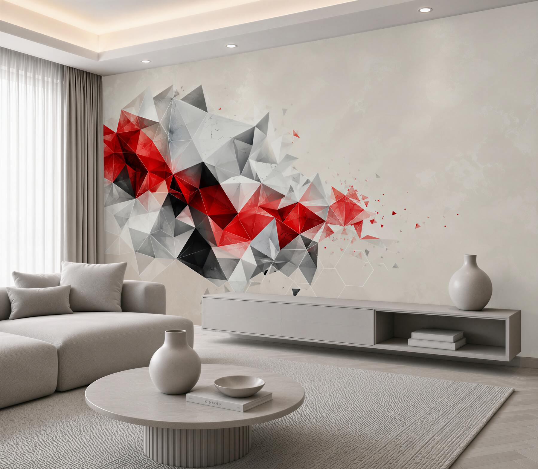 Fototapeta geometryczna abstrakcja czerwono szara nowoczesna do biura?v2345