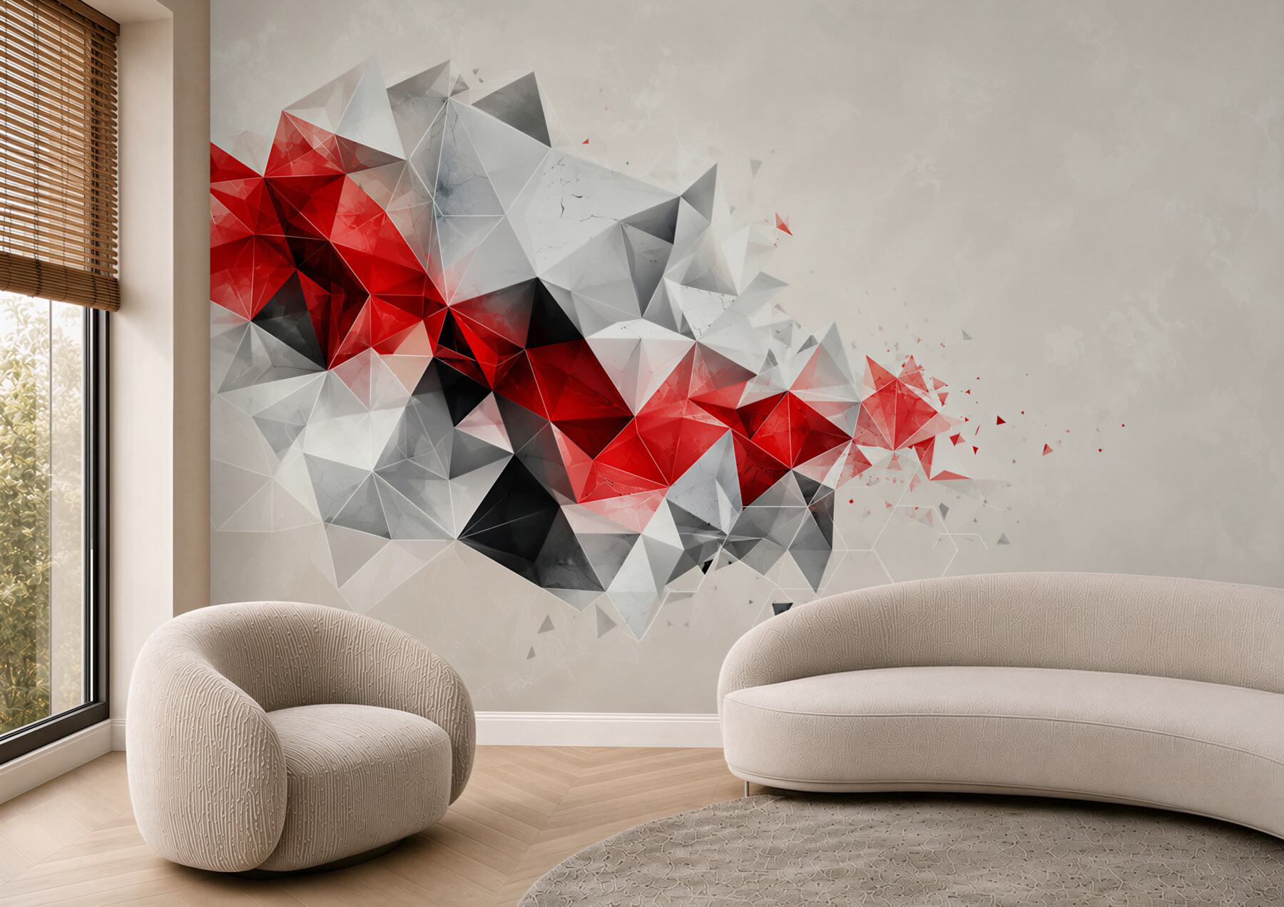 Fototapeta geometryczna abstrakcja czerwono szara nowoczesna do biura?v2345