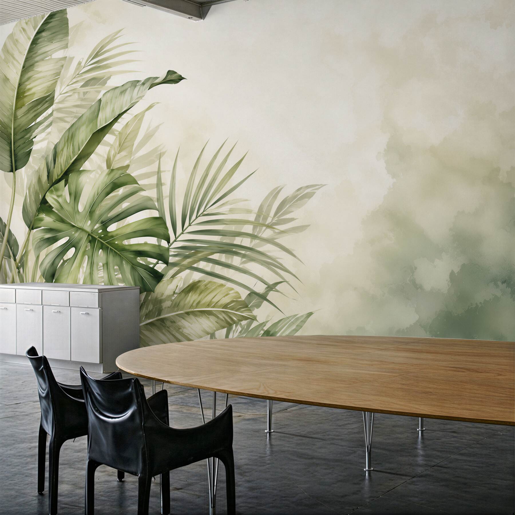 Fototapeta zielone liście tropikalne monstera i palma na jasnym tle?v2345