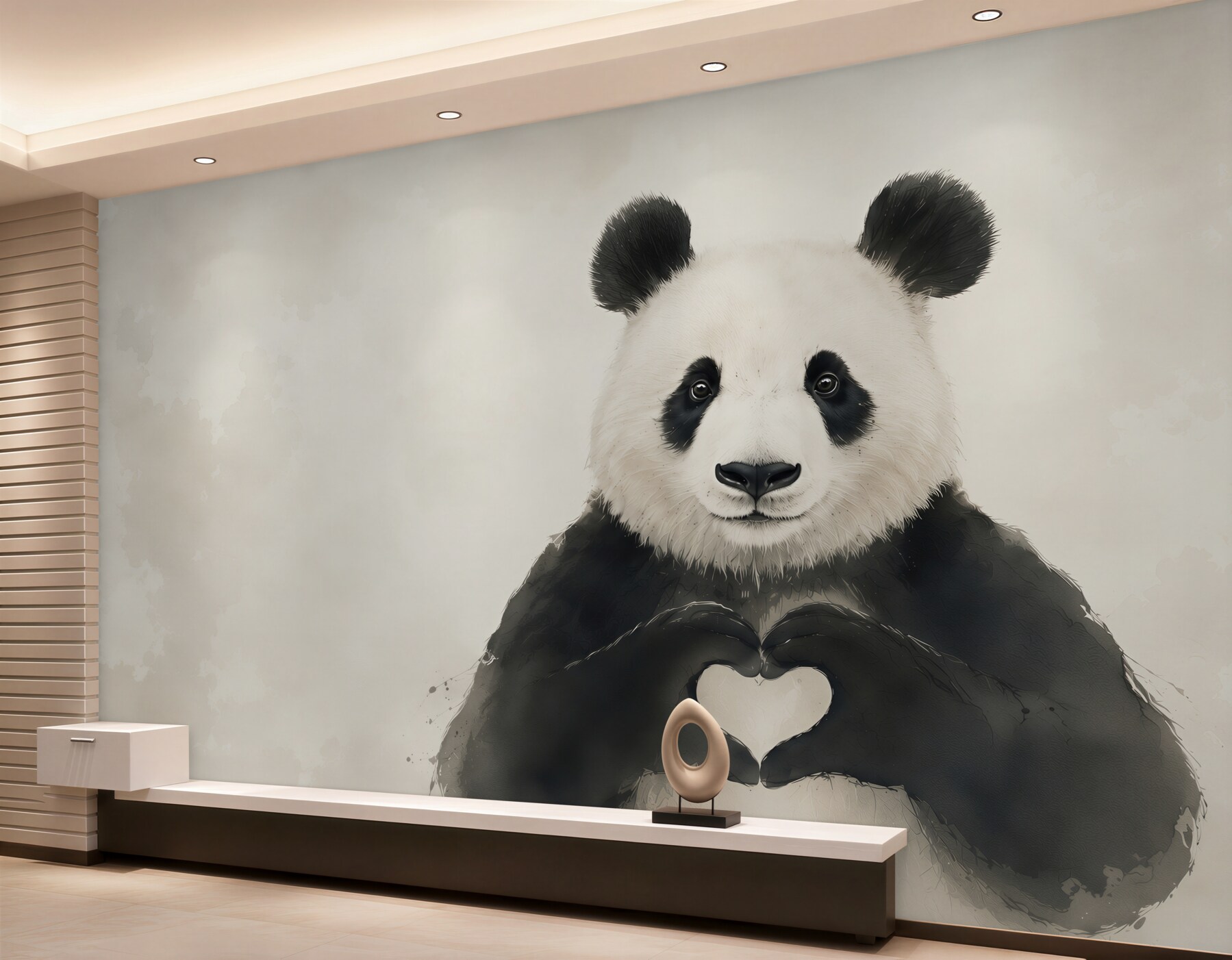 Fototapeta panda z sercem minimalistyczna do pokoju dziecka?v2345