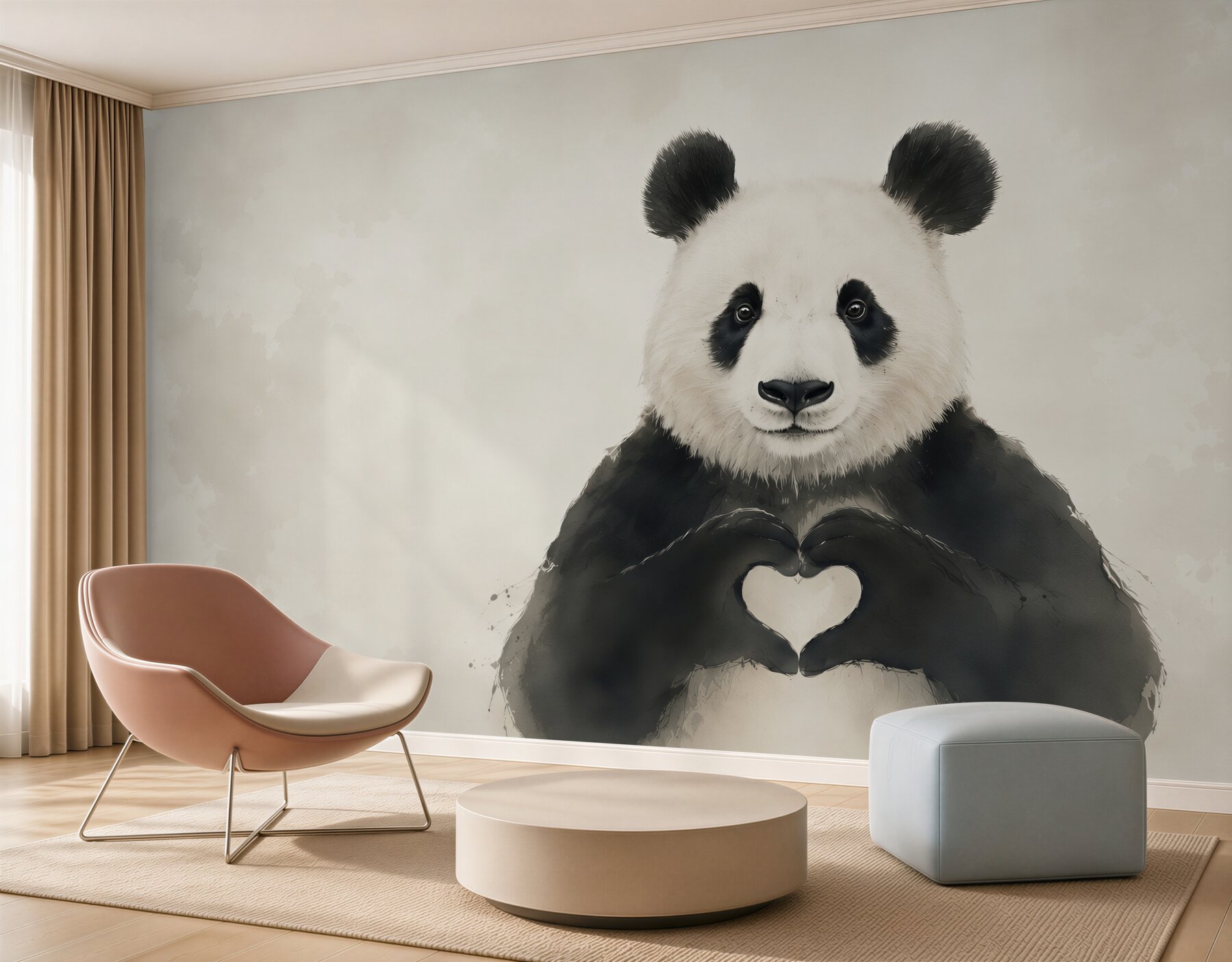 Fototapeta panda z sercem minimalistyczna do pokoju dziecka?v2345